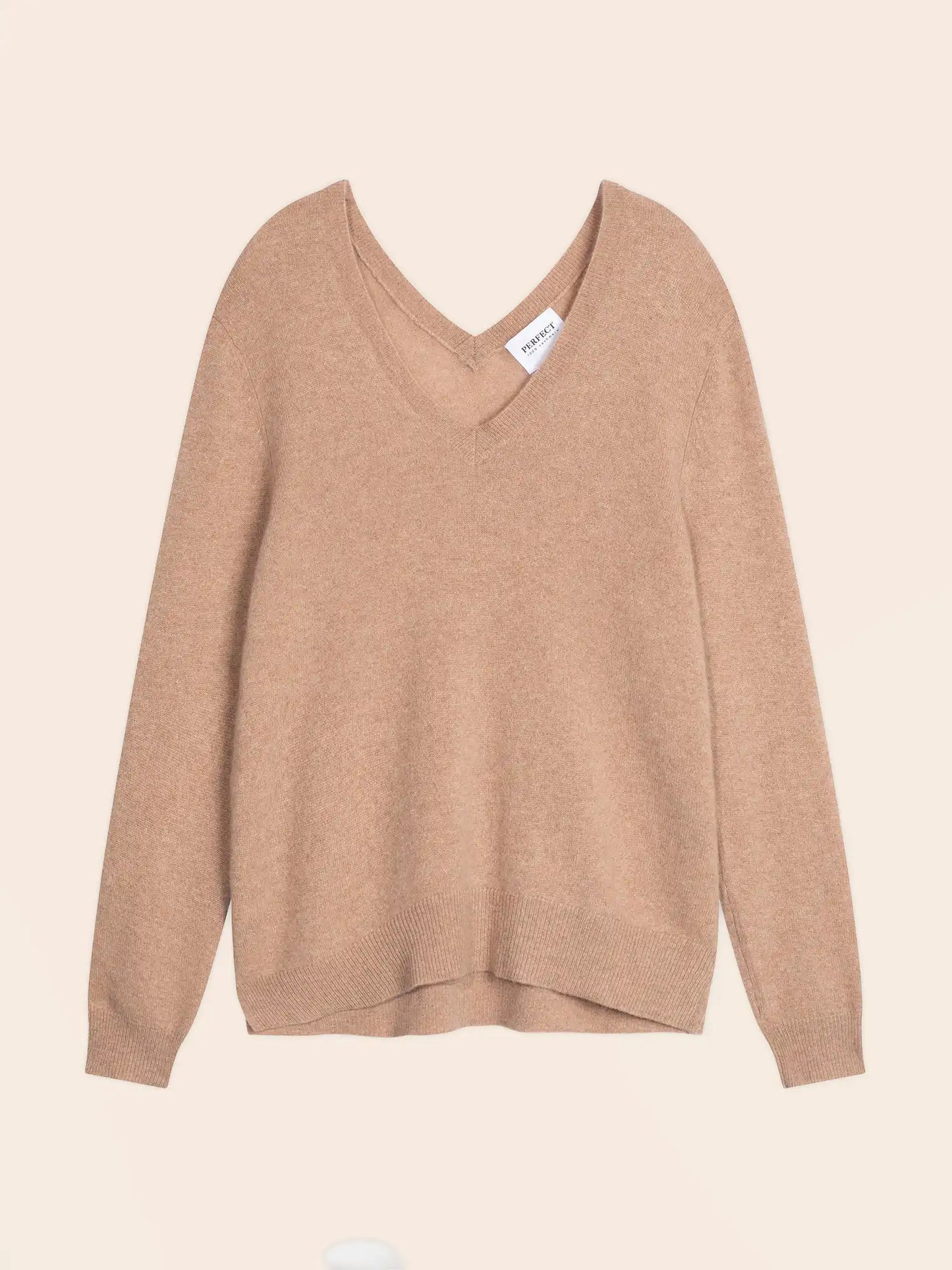 LOVA sweater v-neck devant and dos heather camel