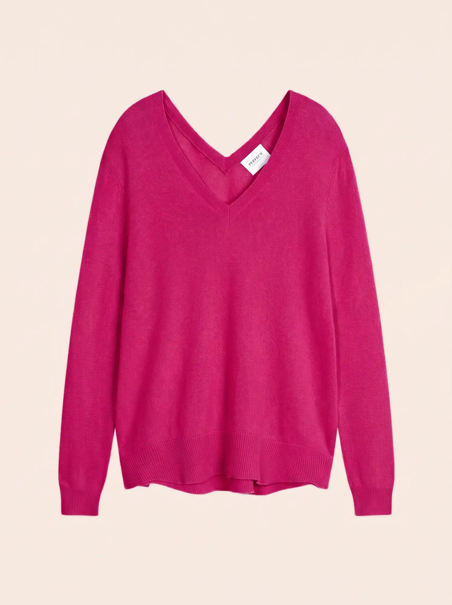 LOVA sweater v-neck devant and dos fuchsia