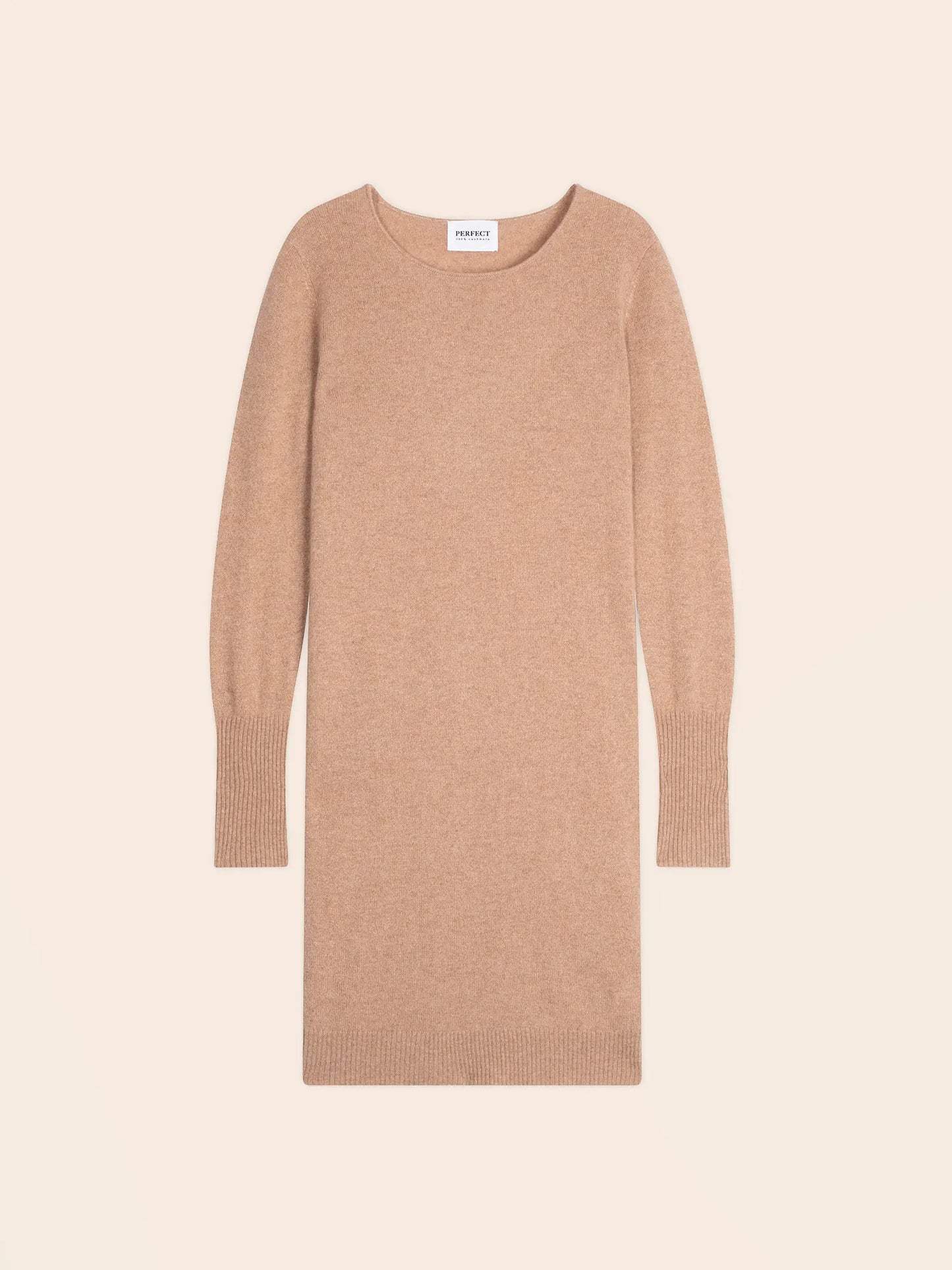 MOLLI kleid rundhalsausschnitt camel meliert
