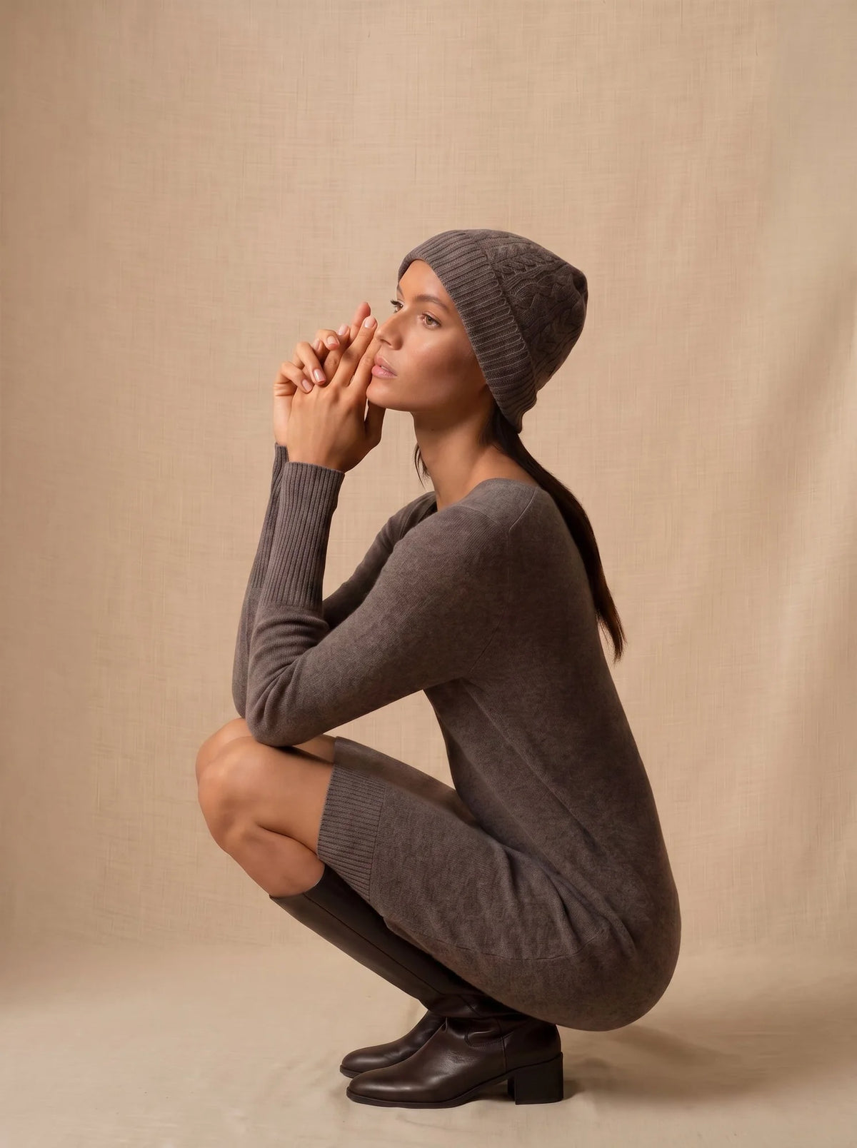 MOLLI dress crew neck heather taupe