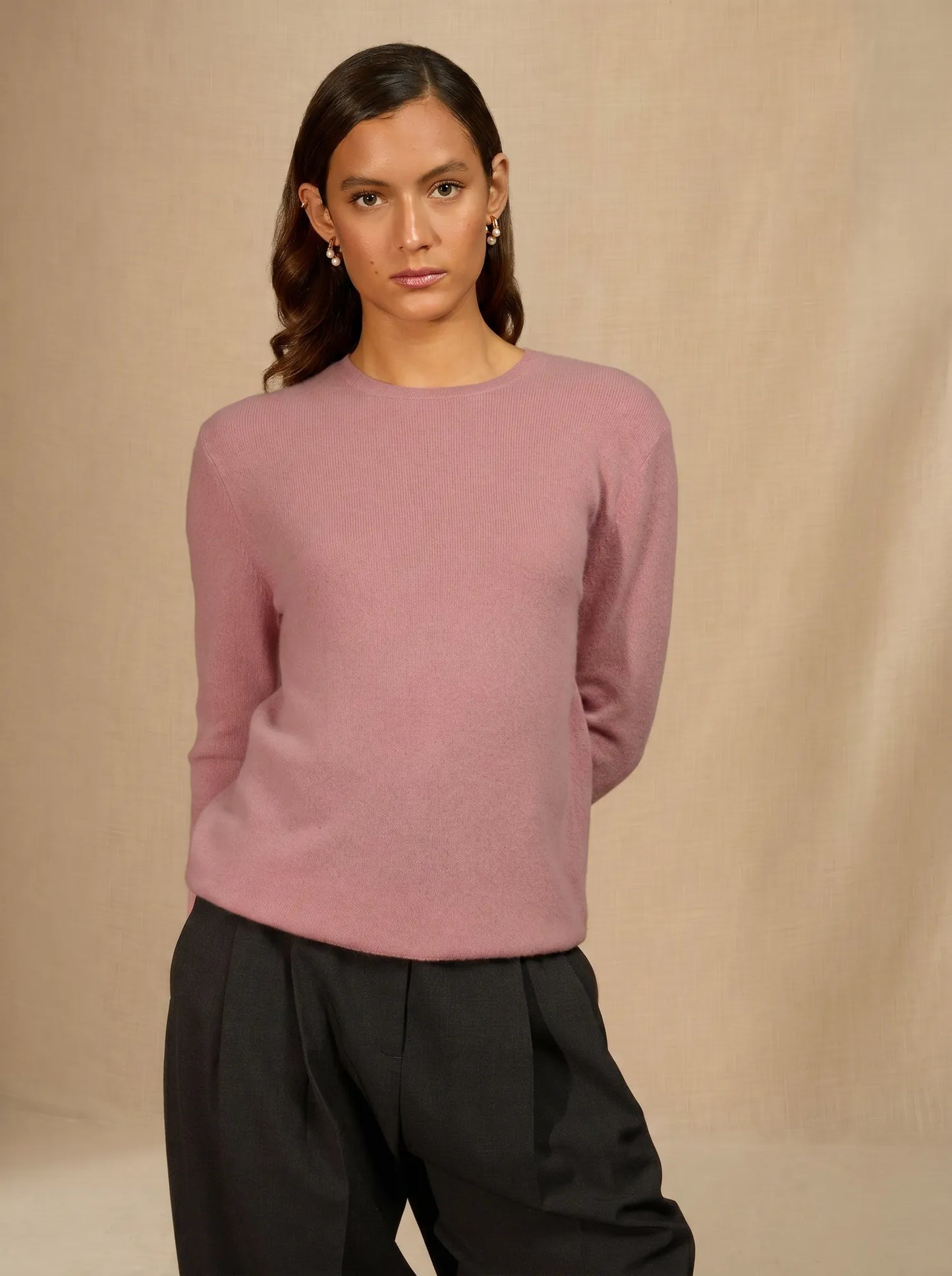 VANESSA pullover rundhalsausschnitt geknöpft hinten bois de rosa