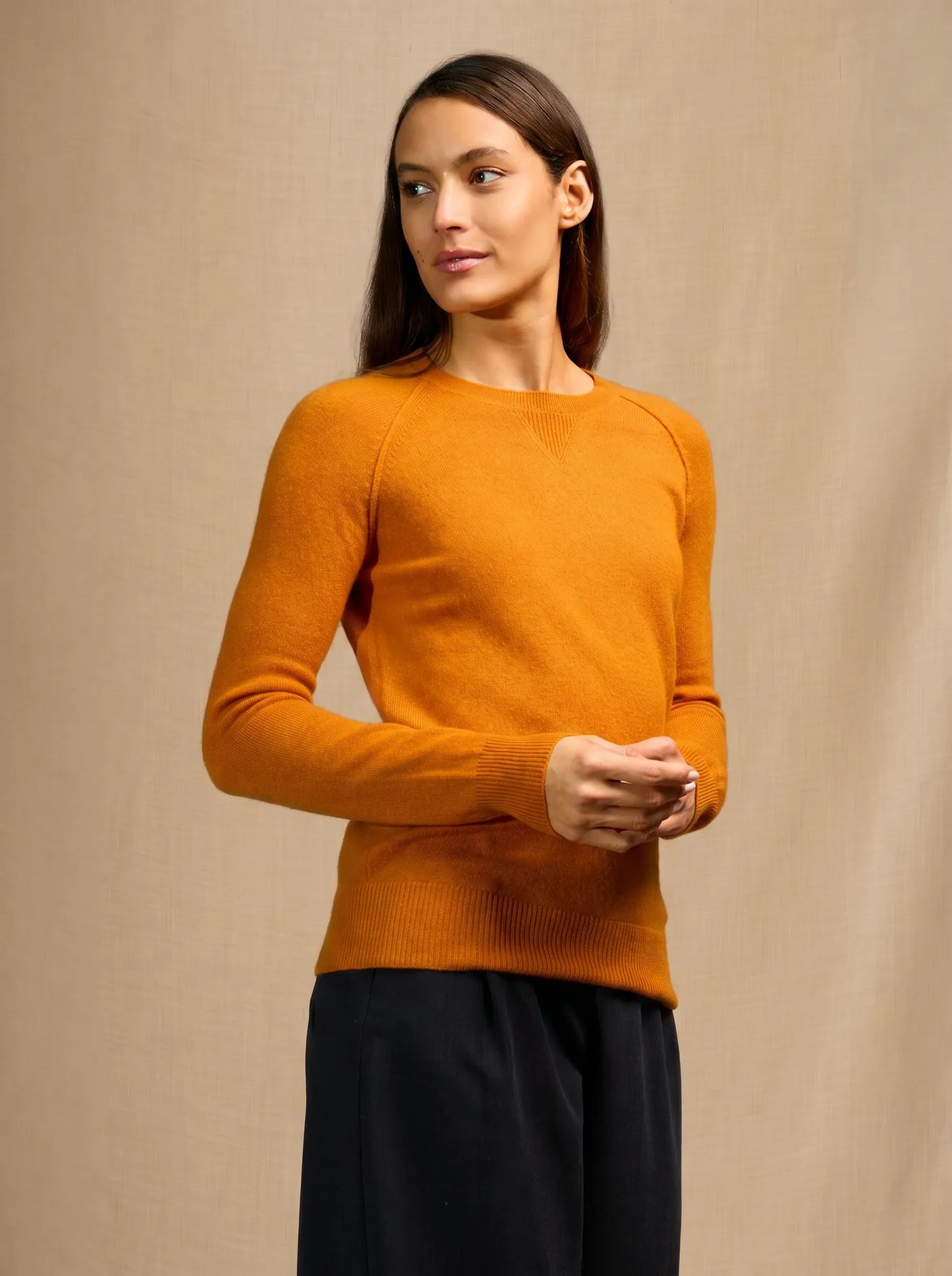 WILMA sweater crew neck ochre