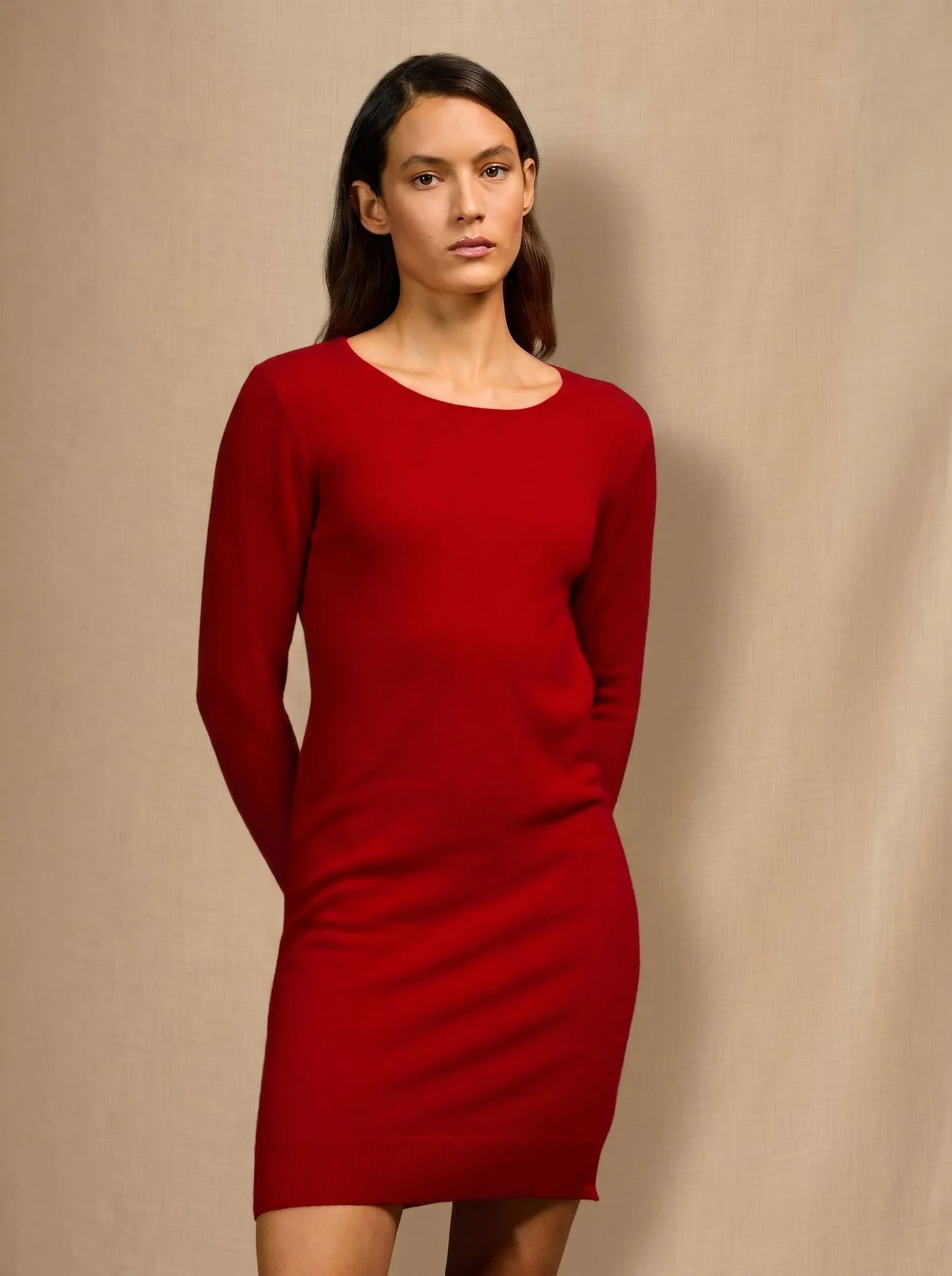 MOLLI kleid rundhalsausschnitt rot