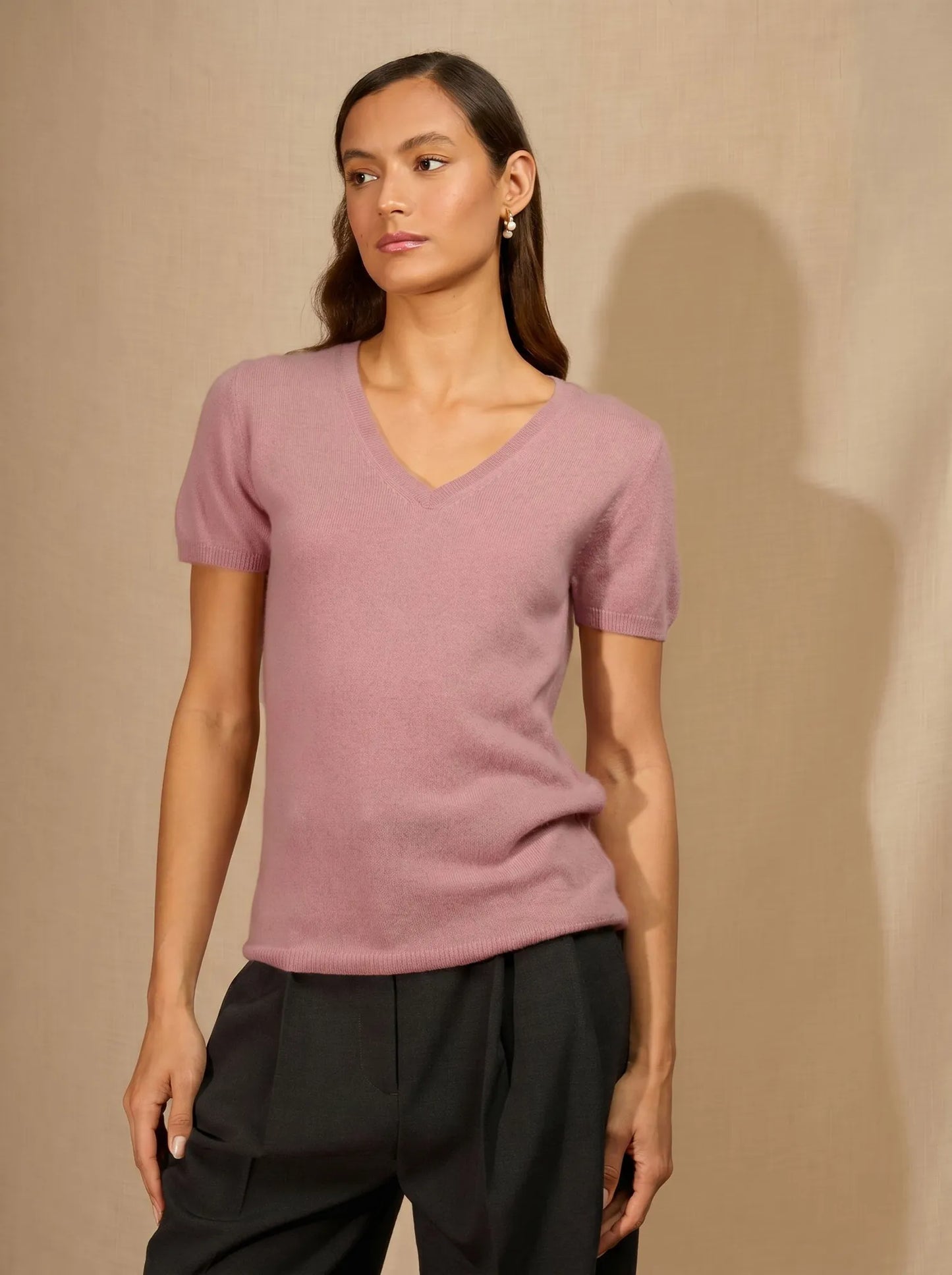 EFIMIA t-shirt v-neck rosewood