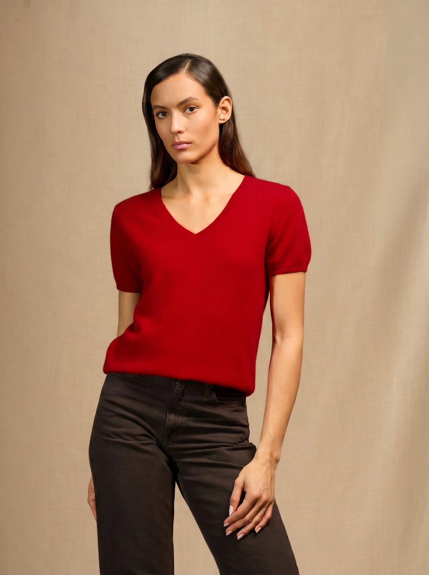 EFIMIA t-shirt v-neck red