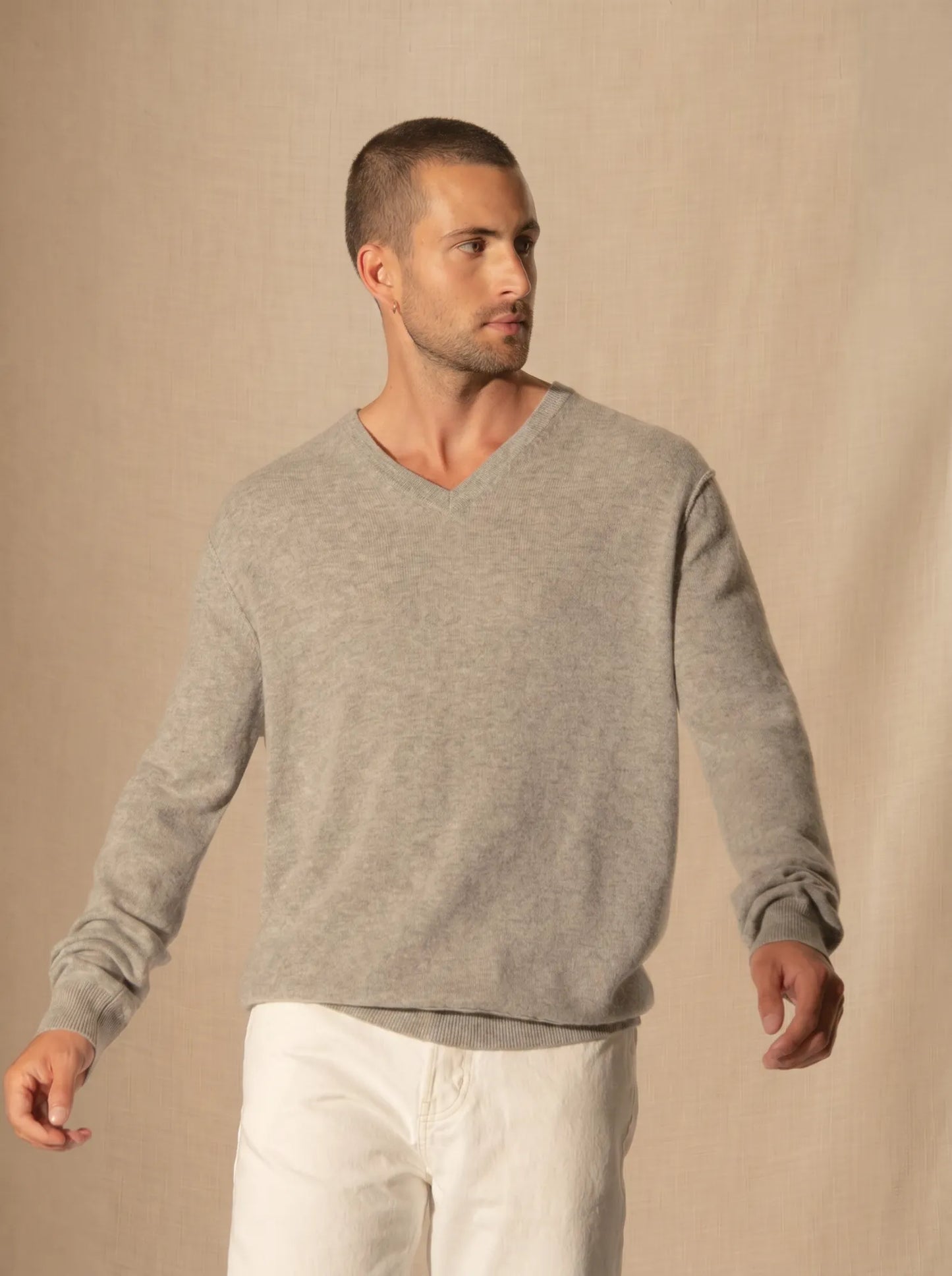 LORENZO pullover v-ausschnitt wolke meliert