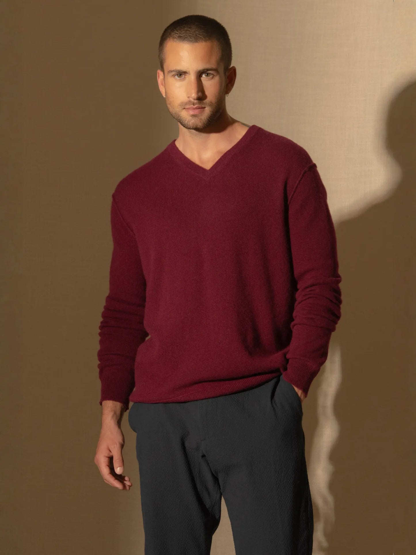 LORENZO sweater v-neck burgundy