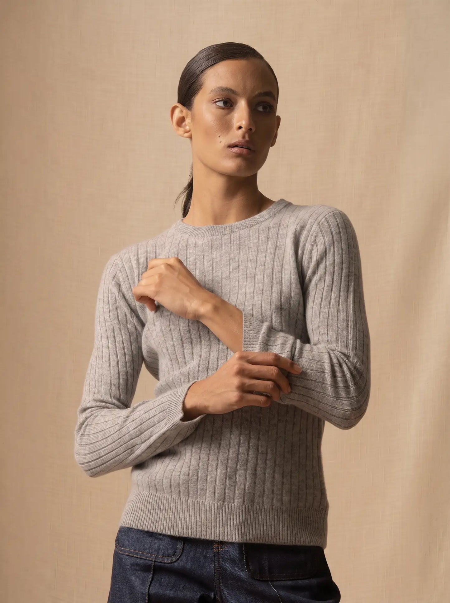 KYLIE pullover rundhalsausschnitt wolke meliert