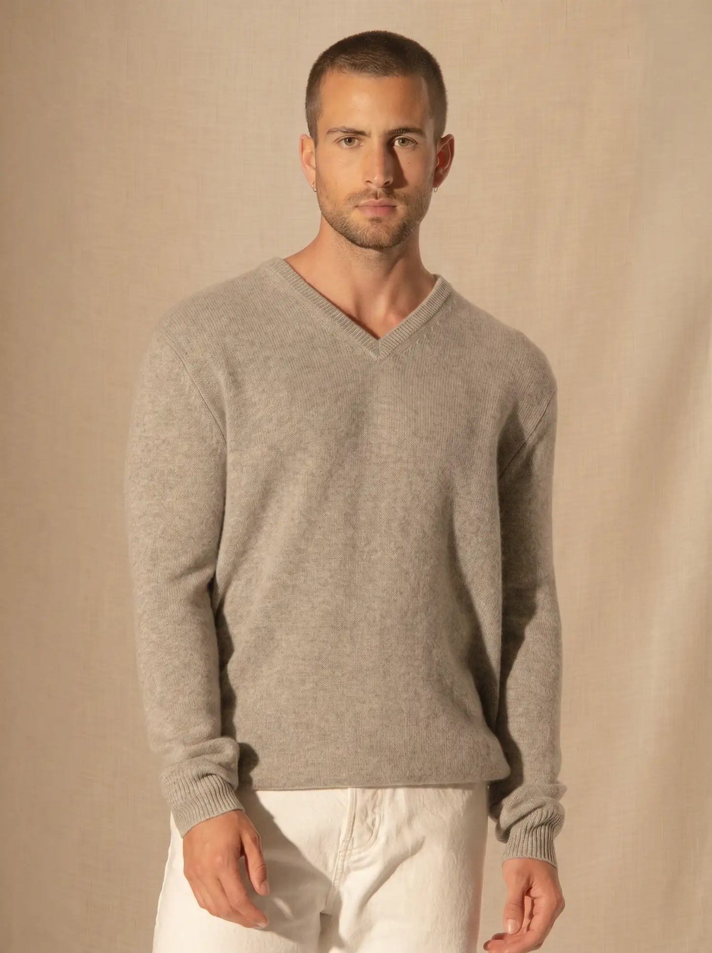 ENZO sweater v-neck 4 ply heather cloud