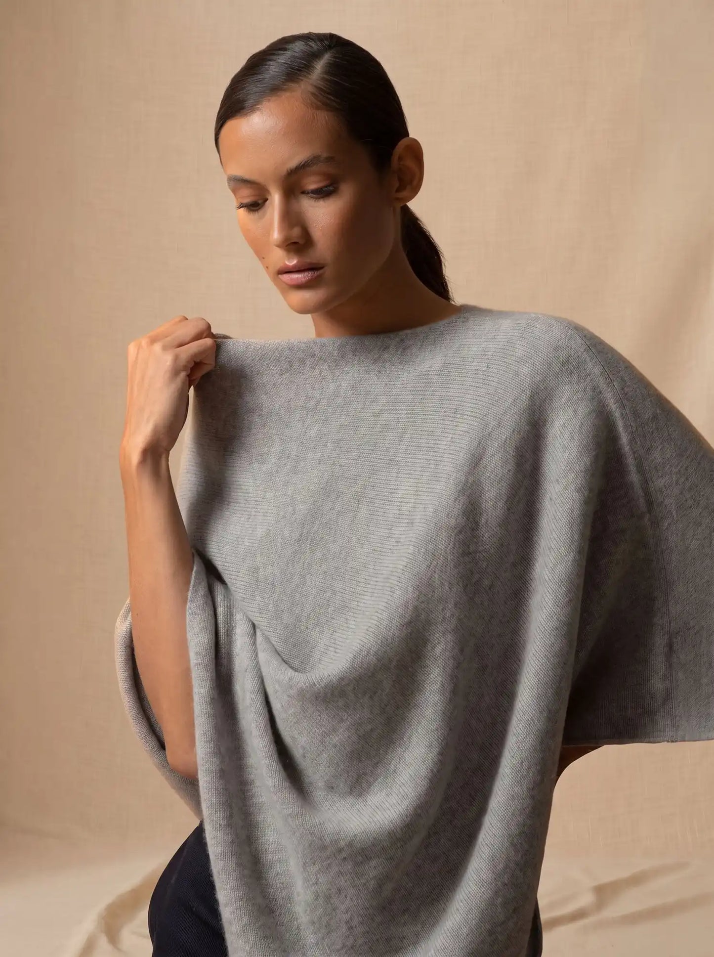 GEORGIA poncho 4 ply heather cloud
