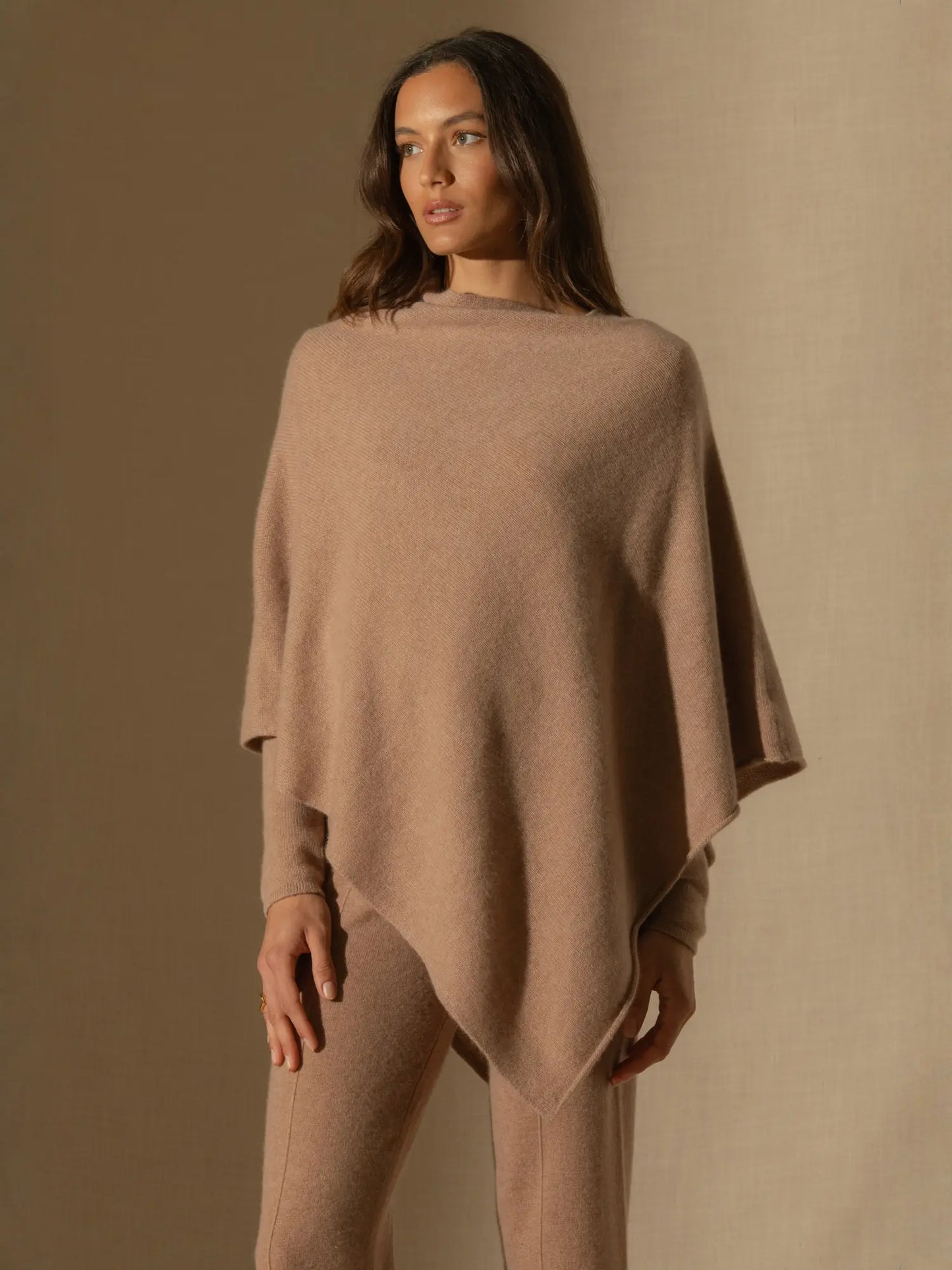 GEORGIA poncho 4 ply heather camel
