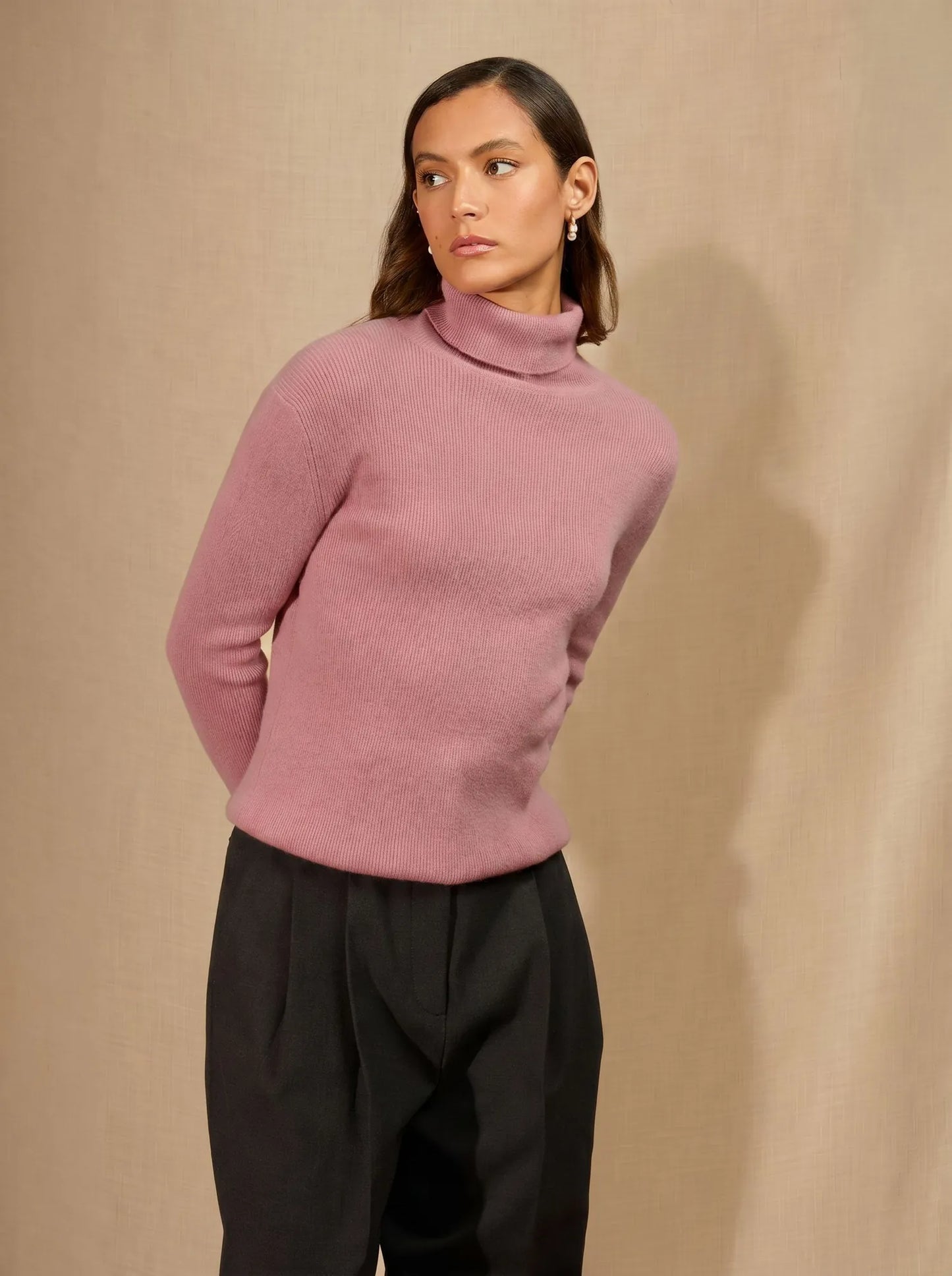 ELLY pullover rollkragen bois de rosa