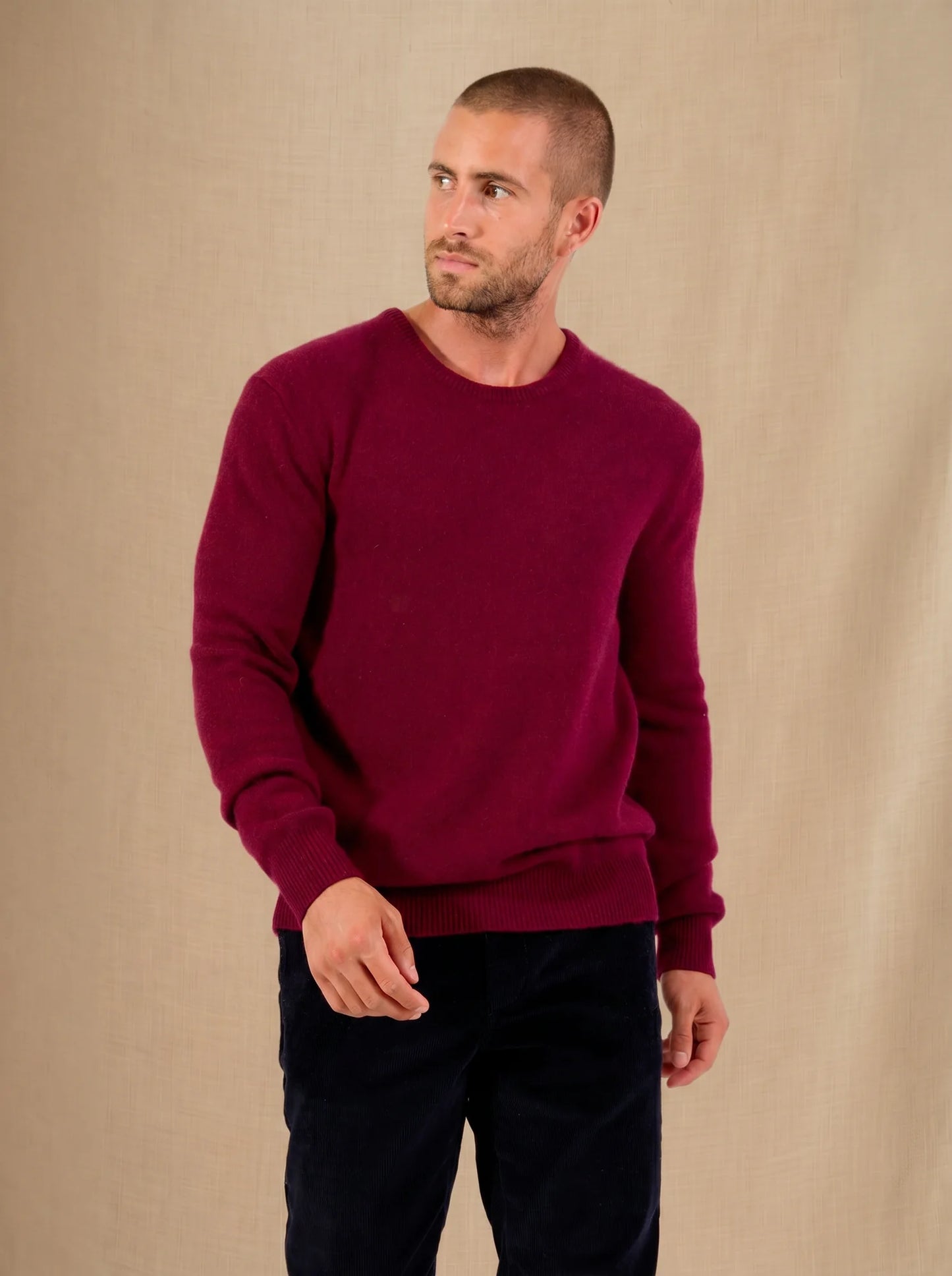 EDEN pullover rundhalsausschnitt 4-fädig bordeaux