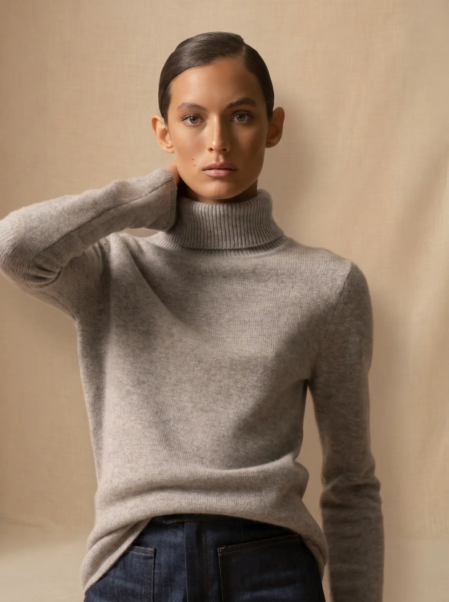 WILLOW sweater turtleneck 4 ply heather cloud