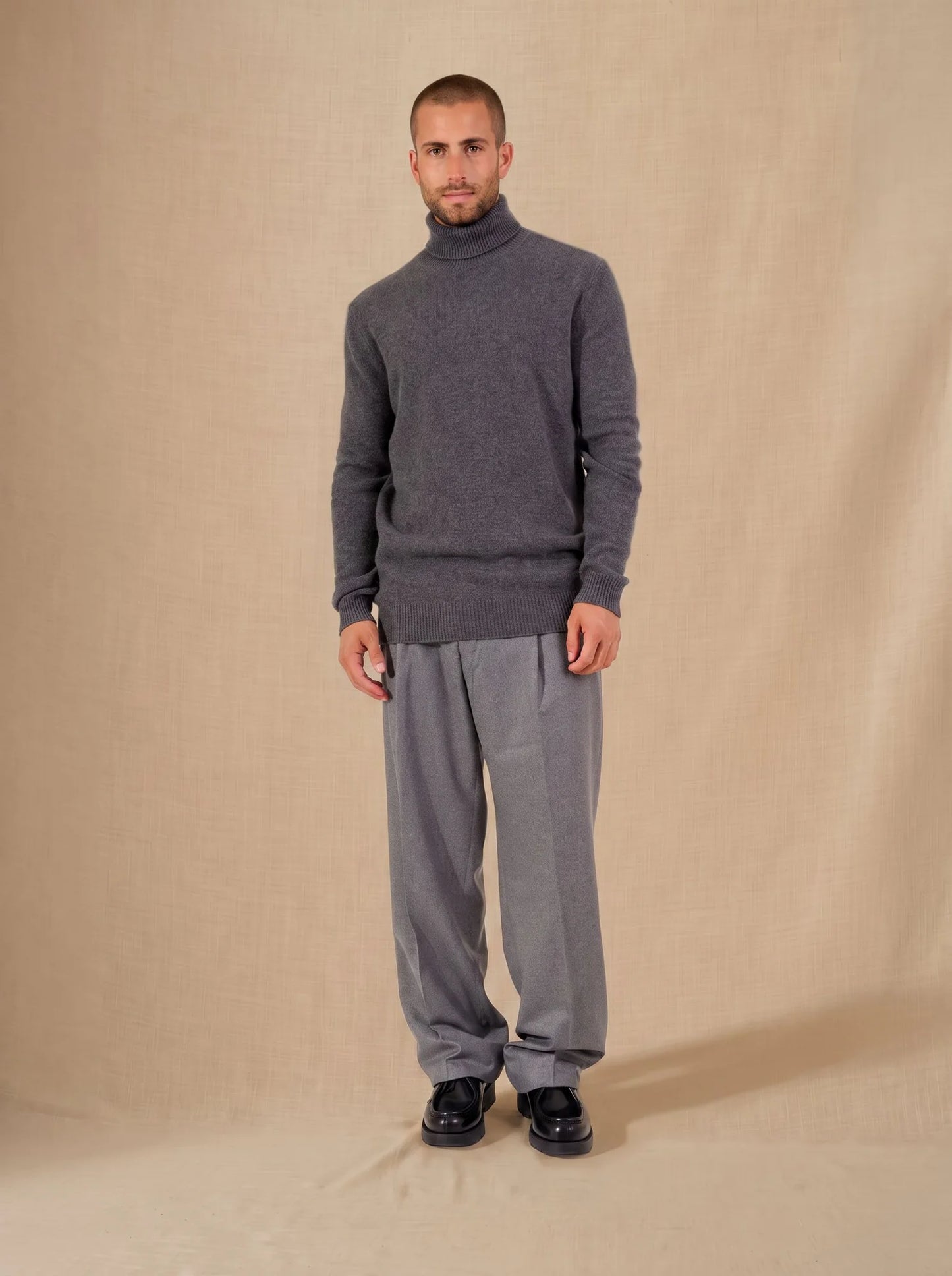 MARIUS sweater turtleneck 4 ply heather charcoal