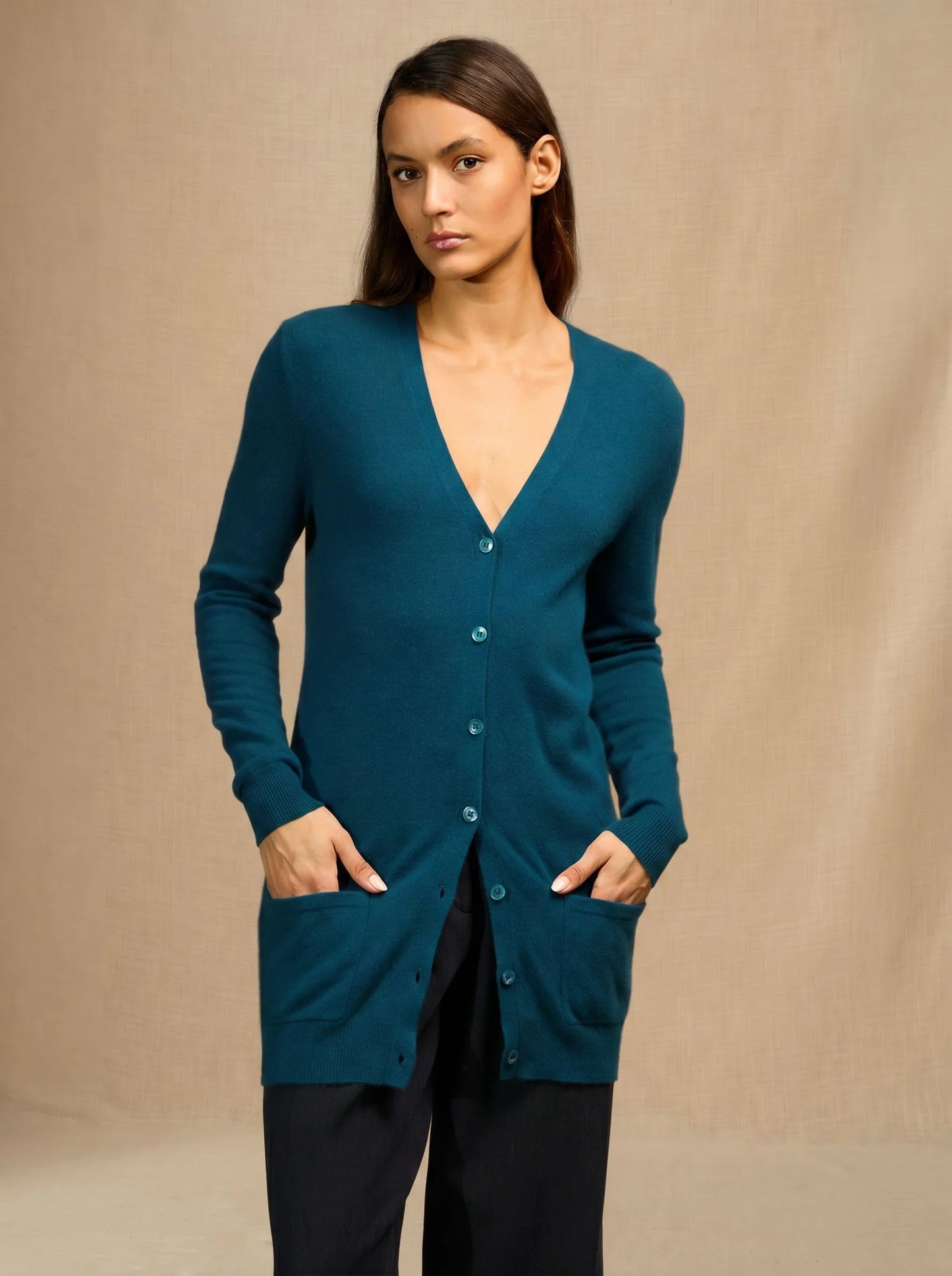 PEARL cardigan v-neck peacock
