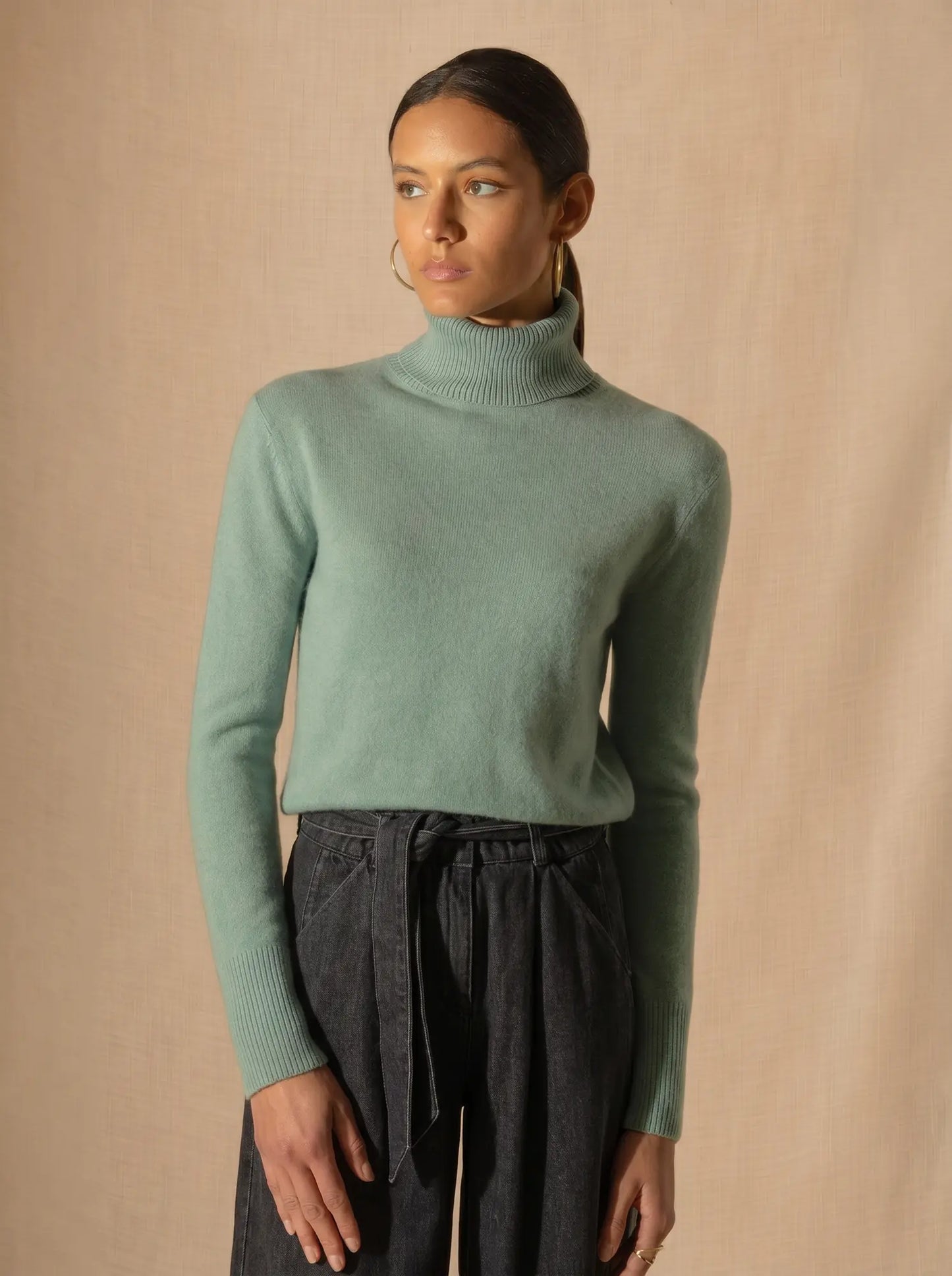 CAM sweater turtleneck heather green