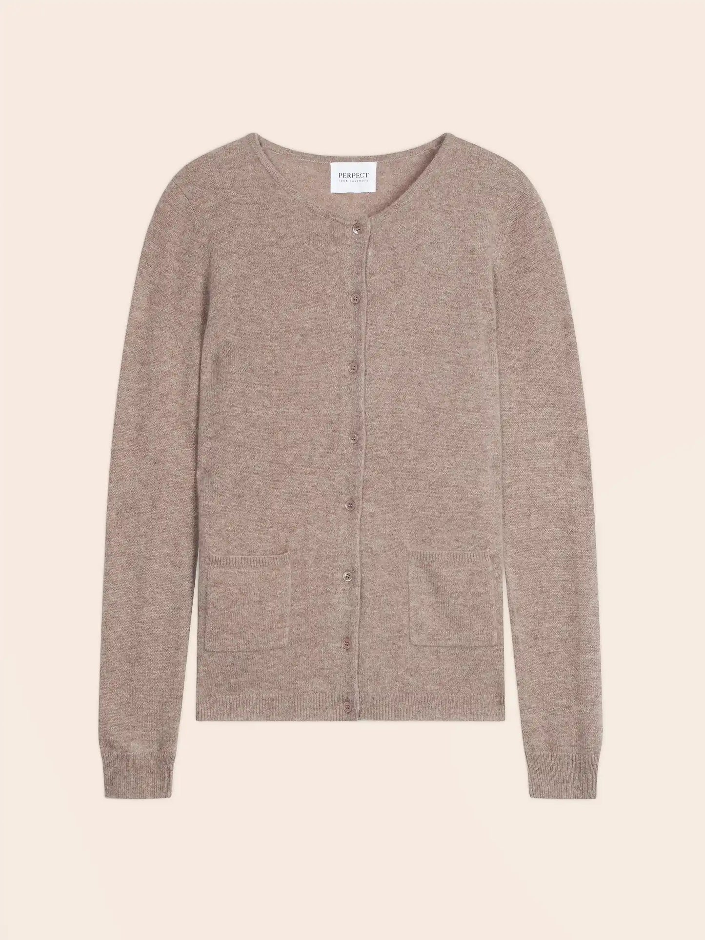 AMY cardigan crew neck light heather taupe