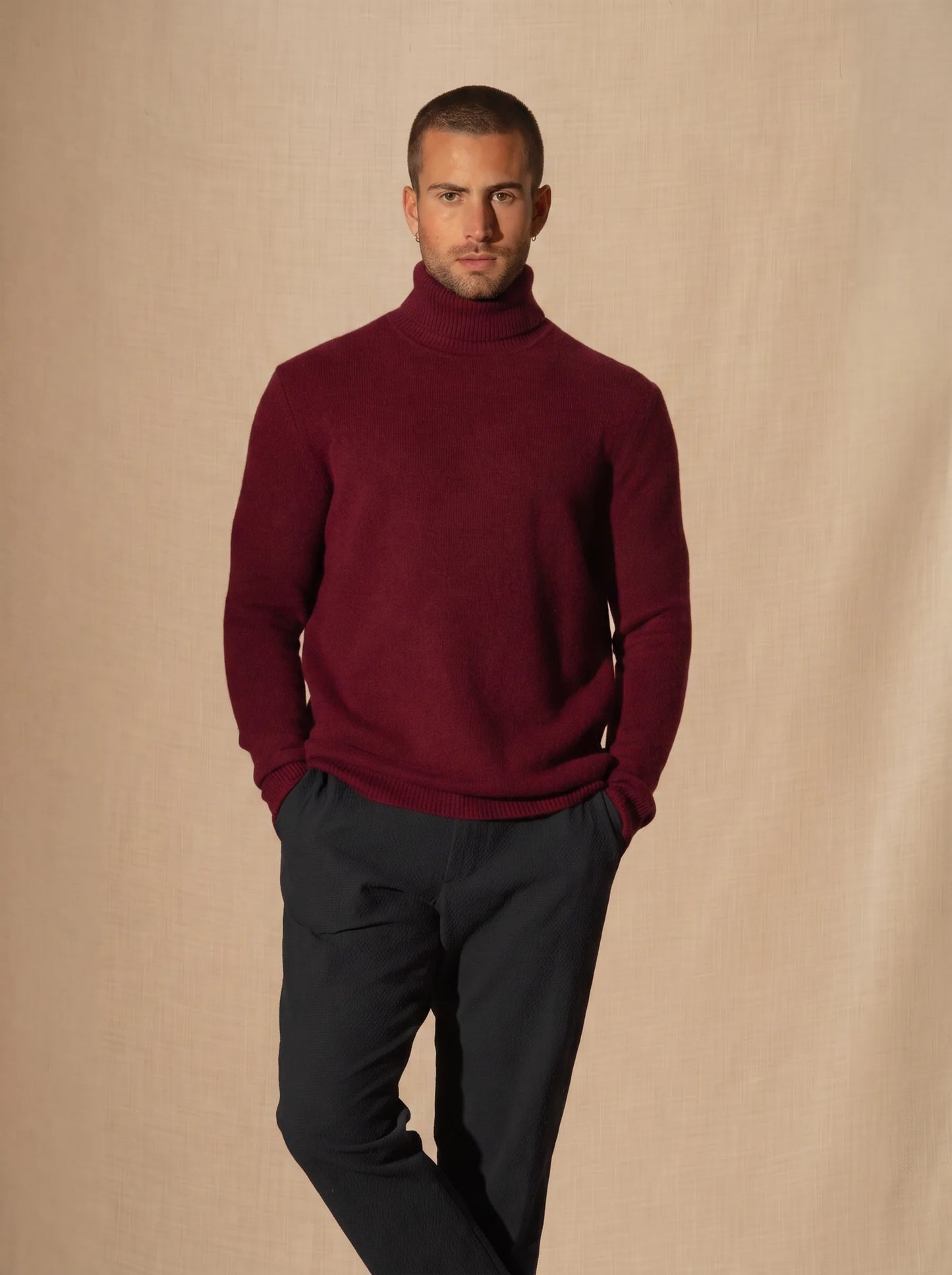 MARIUS sweater turtleneck 4 ply burgundy
