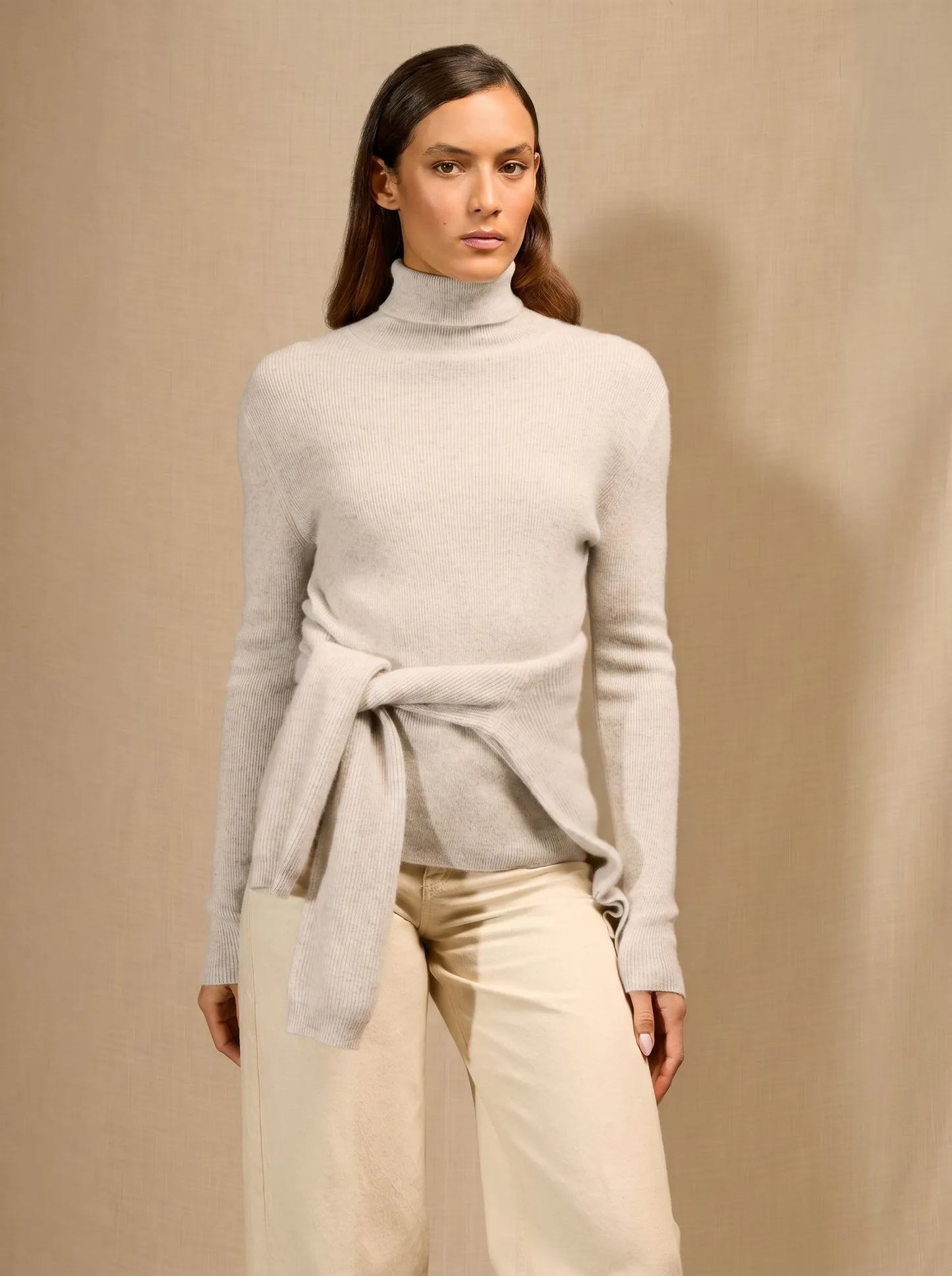 ELLY sweater turtleneck heather pearl grey
