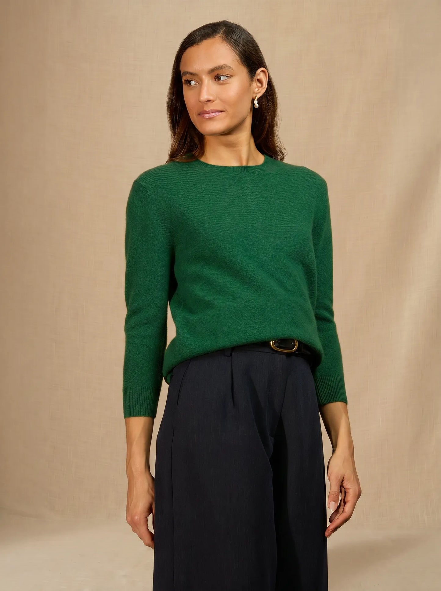 VANESSA pullover rundhalsausschnitt geknöpft hinten sapin