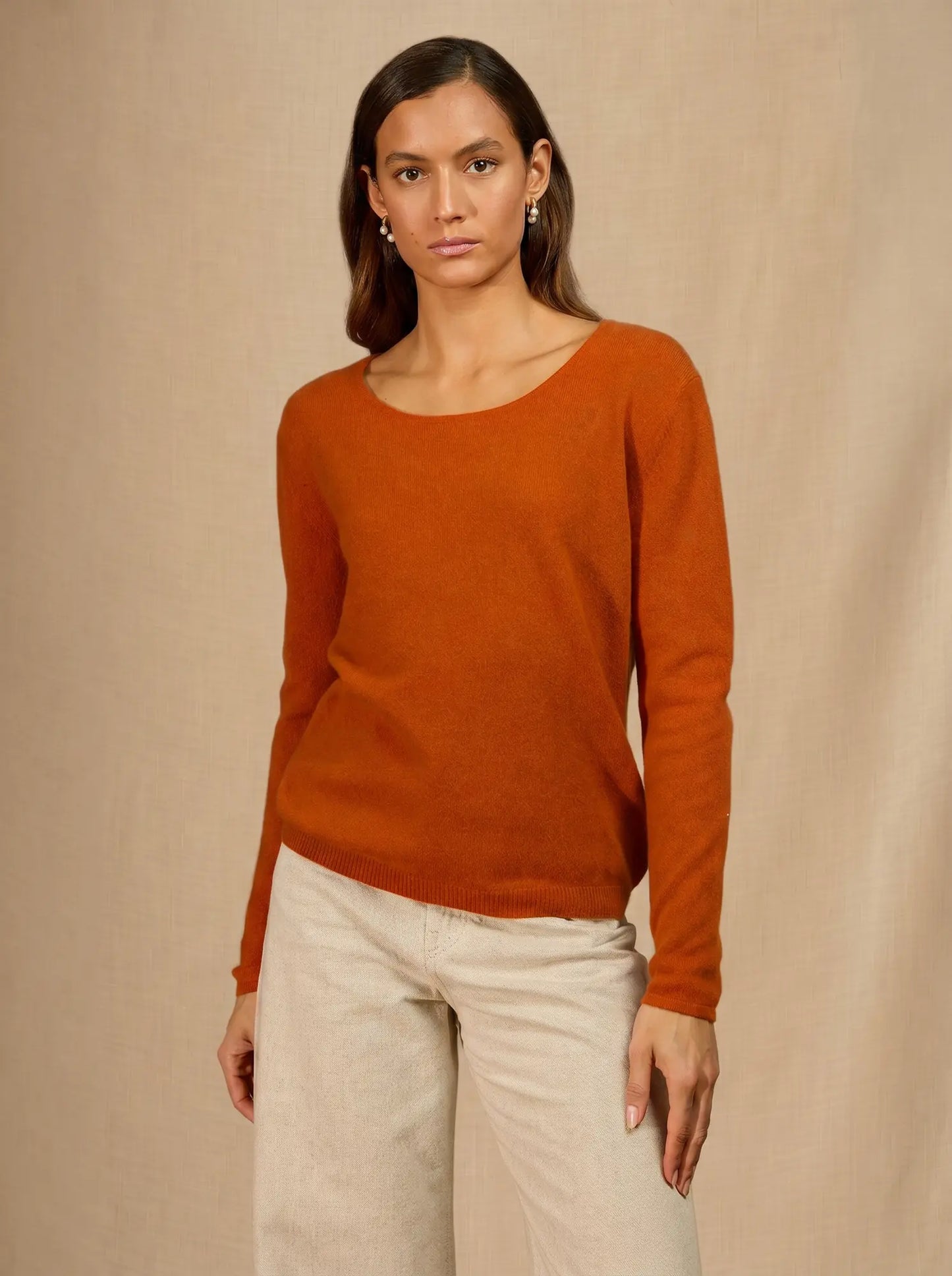 LINDSAY pullover rundhalsausschnitt safran