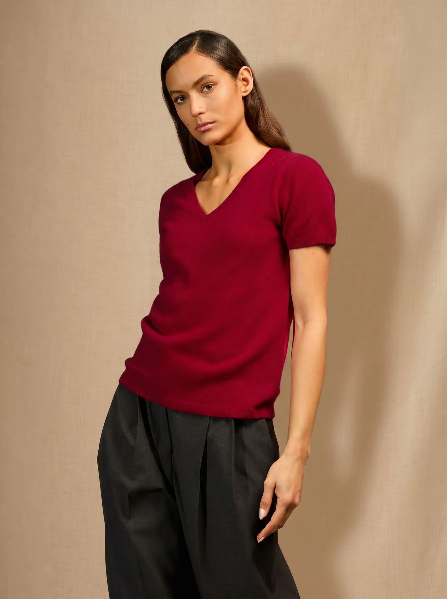 EFIMIA t-shirt v-neck raspberry