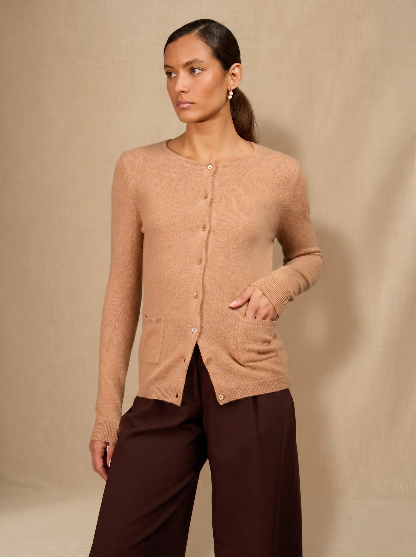 AMY cardigan crew neck sahara