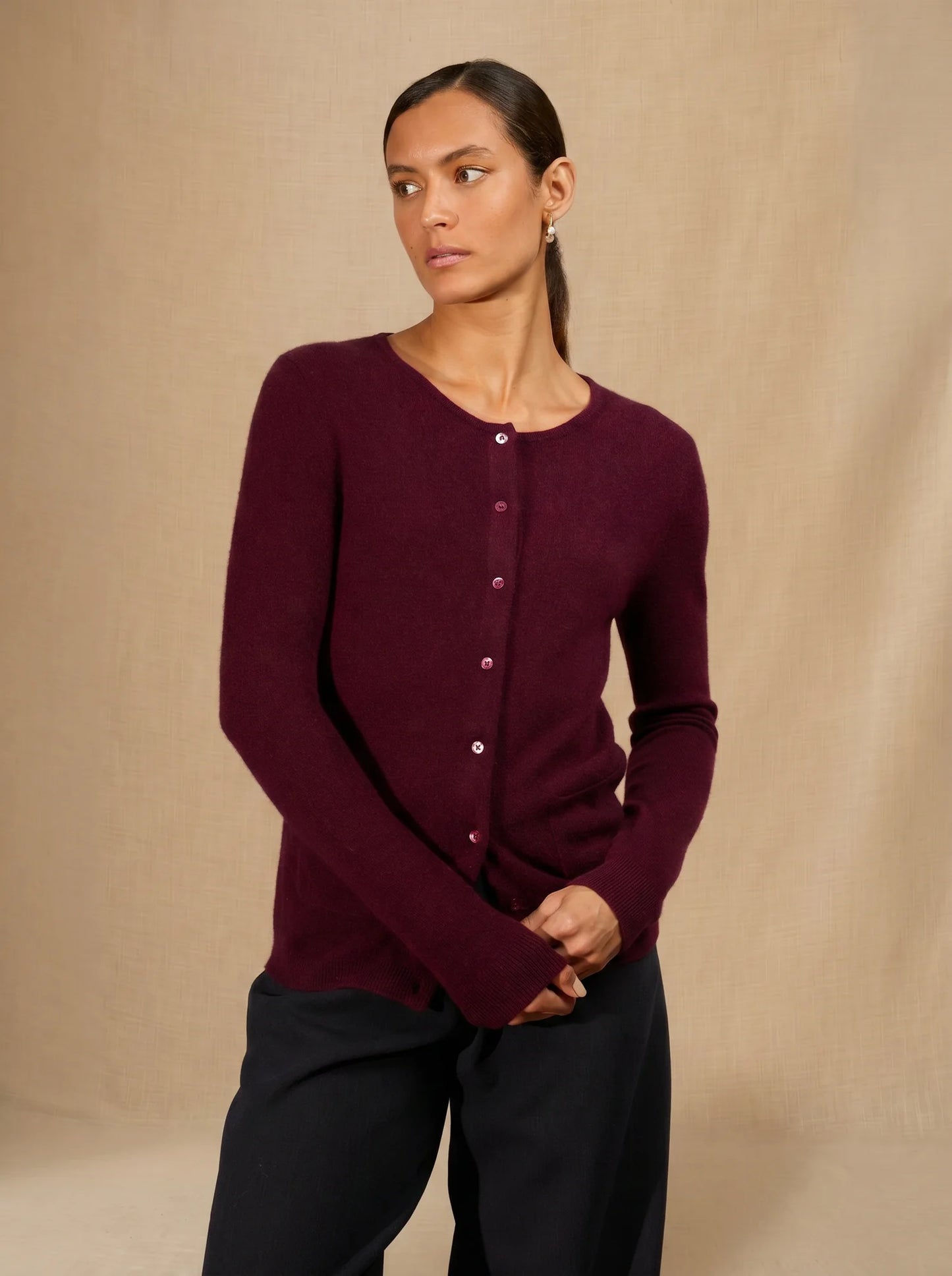 AMY cardigan crew neck blackberry