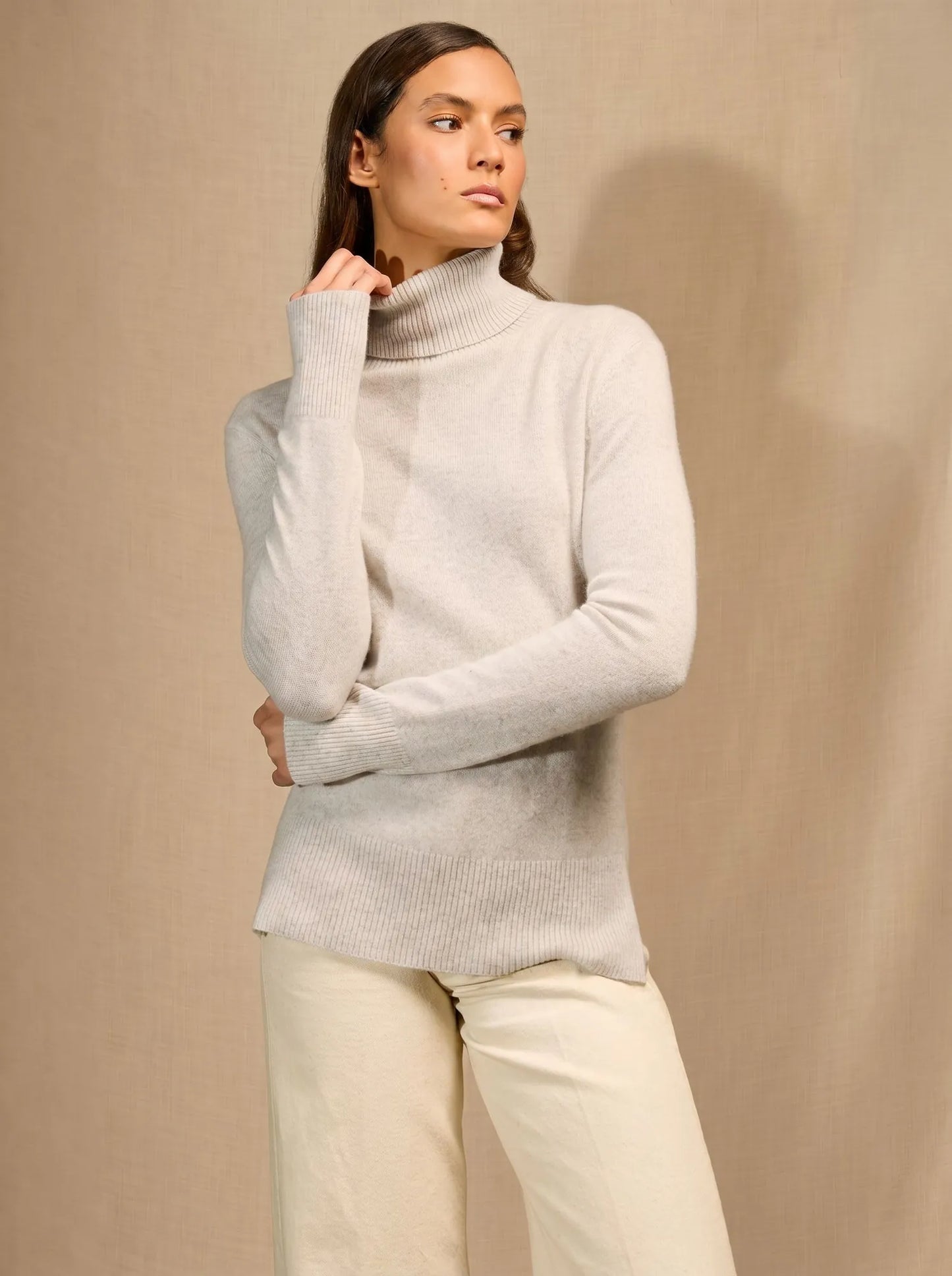 CAM sweater turtleneck heather pearl grey