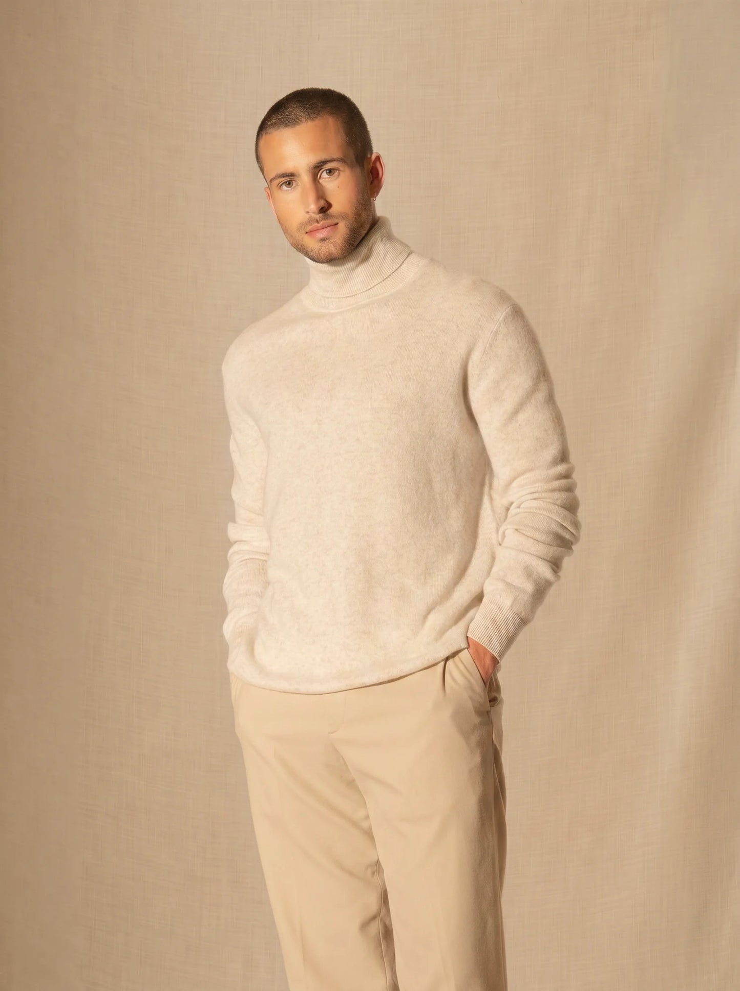 TREVOR sweater turtleneck heather pearl grey