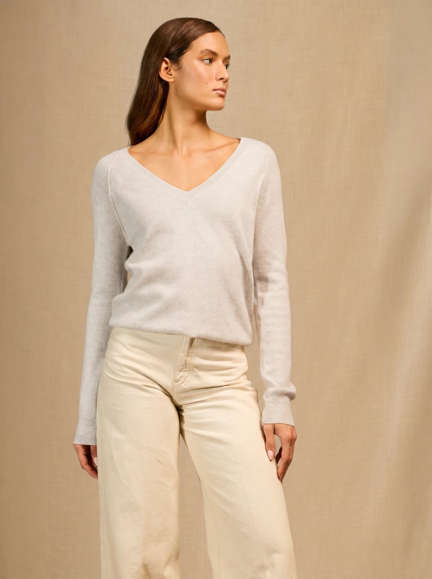PENELOPE sweater v-neck heather pearl grey