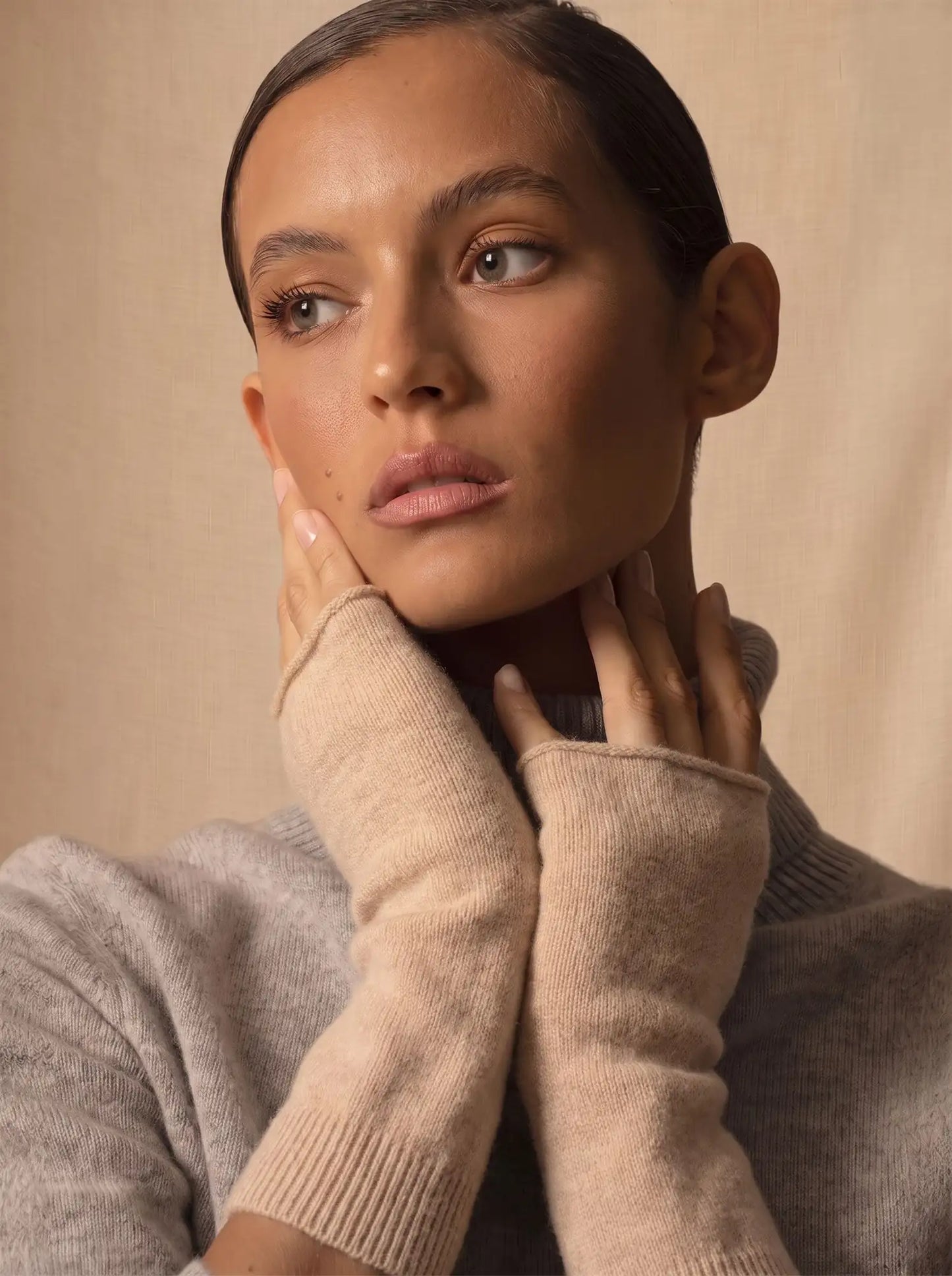JESSE fingerless gloves beige