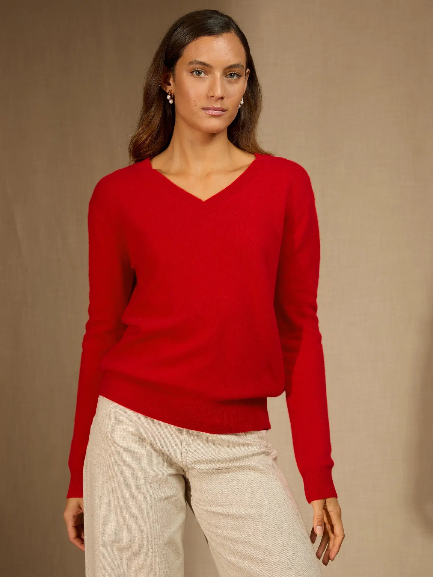 KALIE sweater v-neck carmine