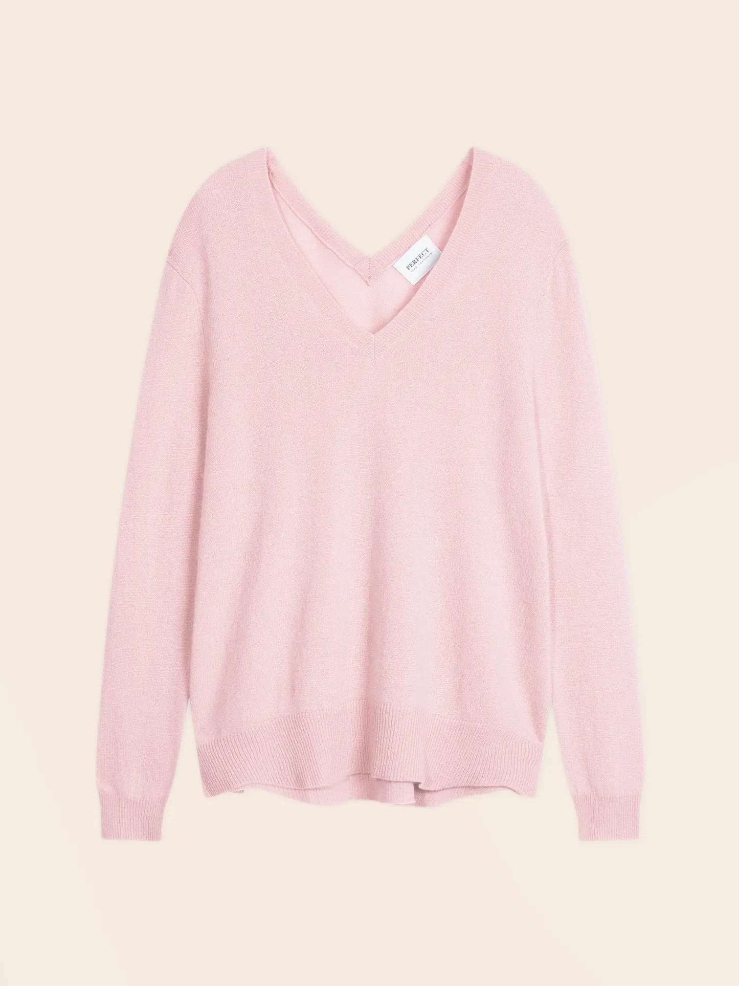 LOVA sweater v-neck devant and dos powder pink