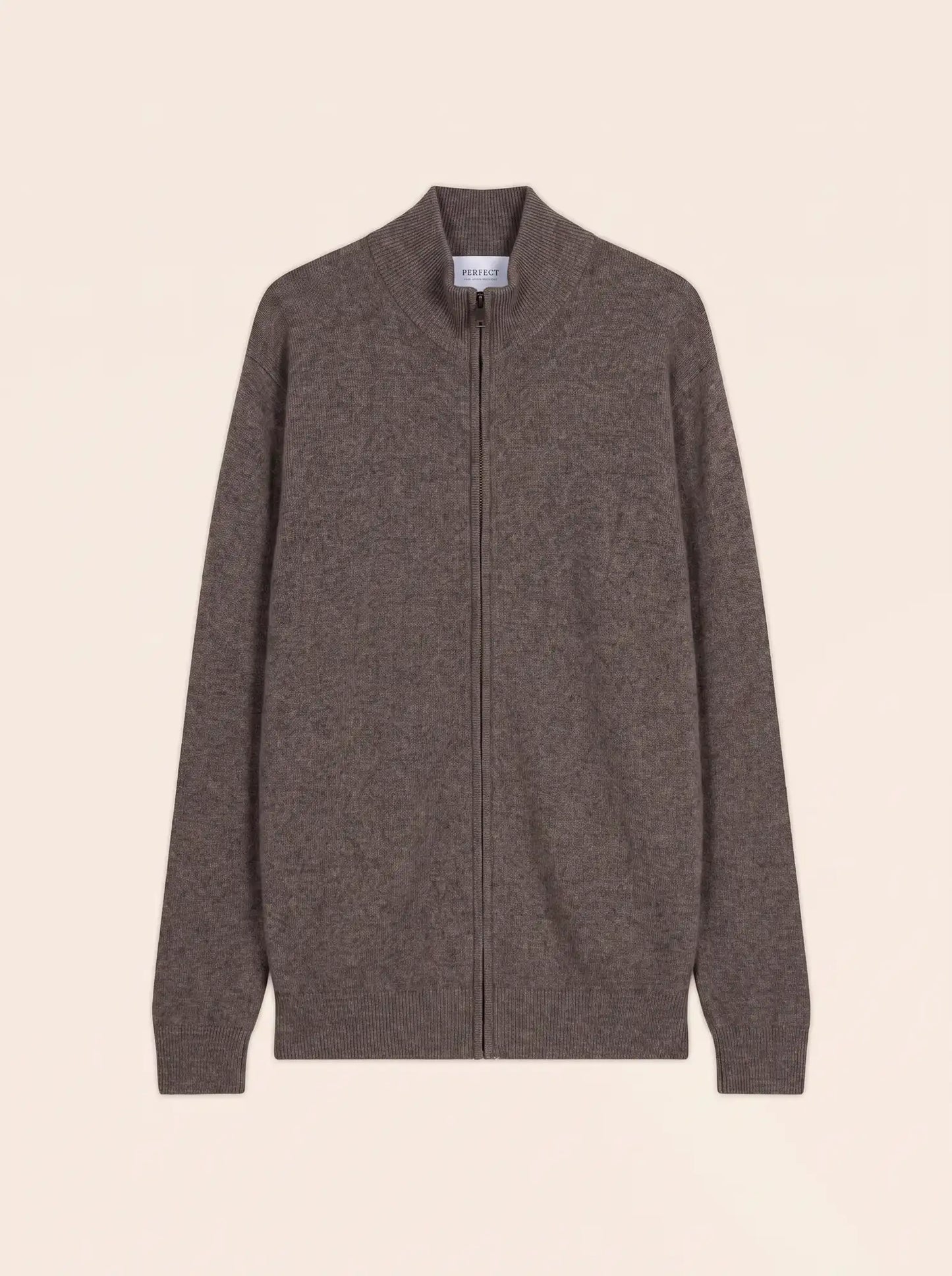 CODY vest zipped mock neck heather taupe