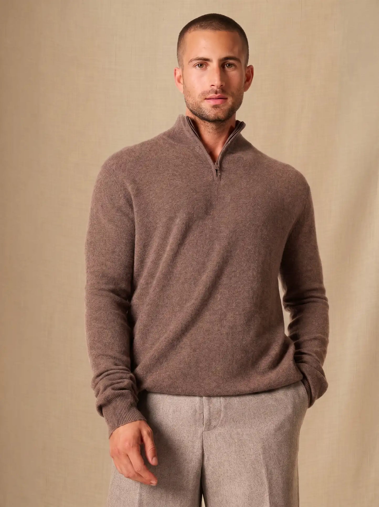 GREG pullover dockermütze taupe meliert