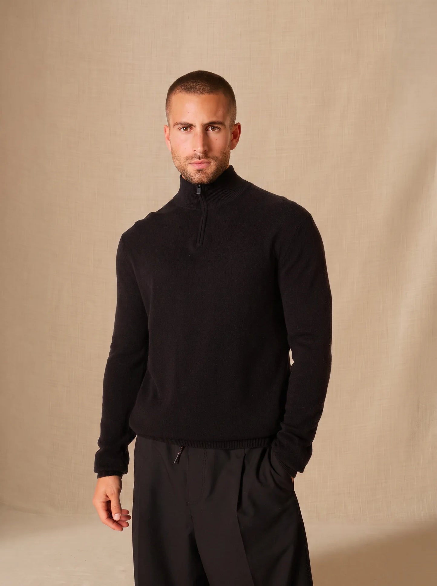 GREG sweater cuffed beanie black
