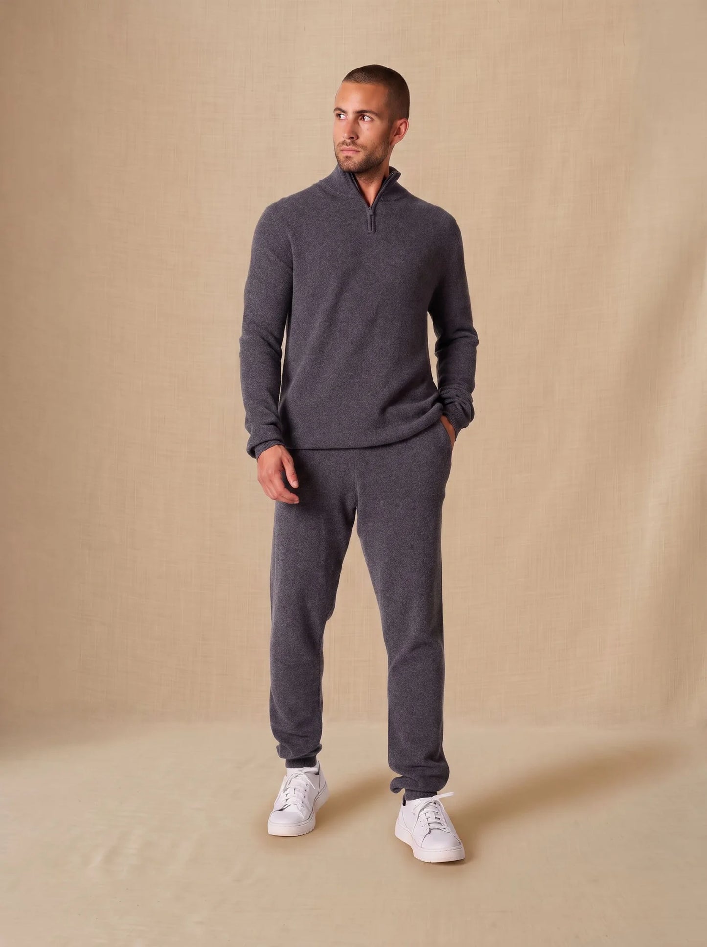 GREG sweater cuffed beanie heather charcoal