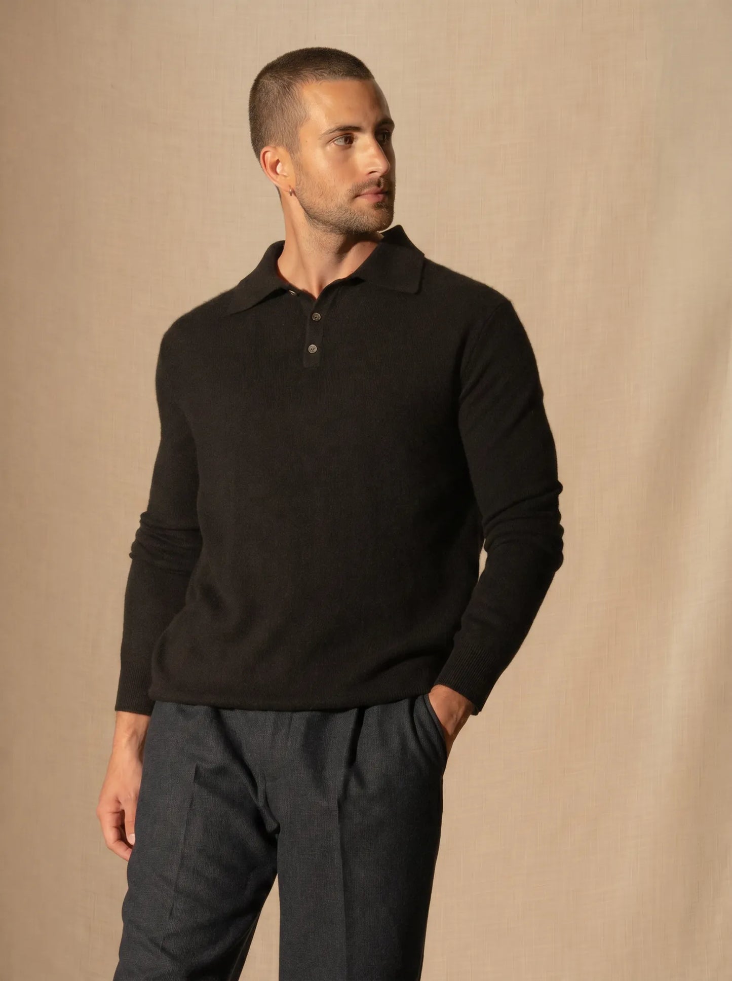 ALEX poloshirt langarm schwarz