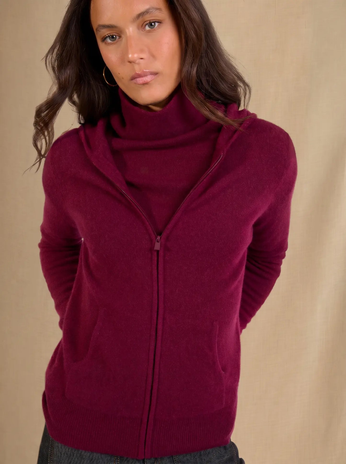 EMMA vest zipped hooded burgundy