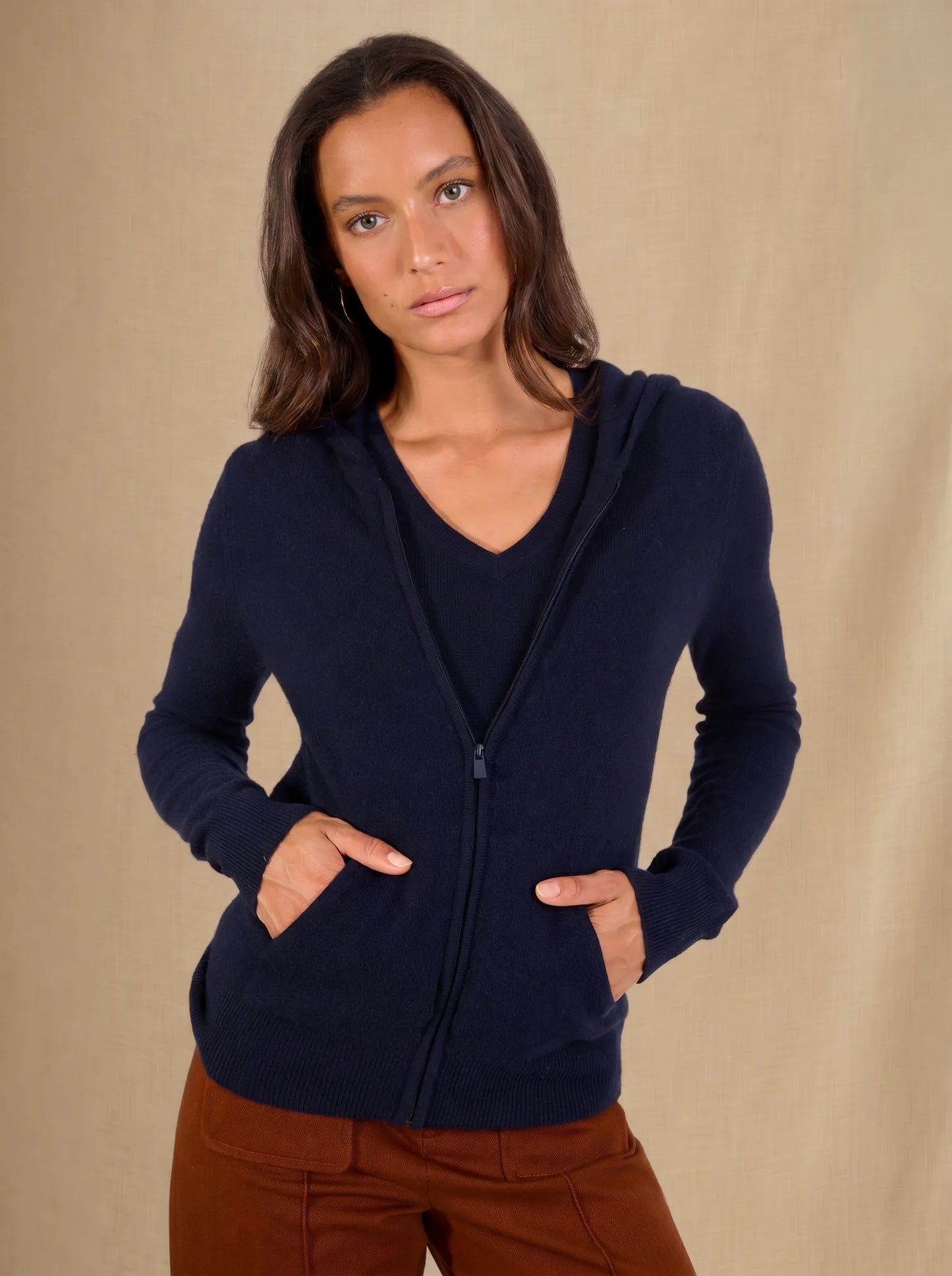 EMMA vest zipped hooded navy