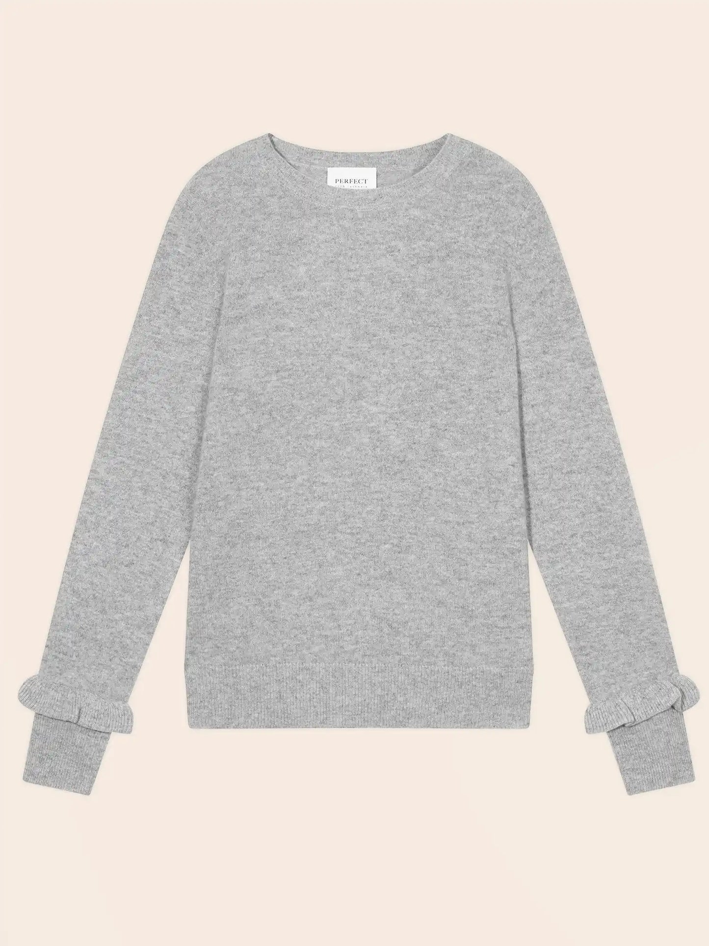 LUING pullover rundhalsausschnitt volants poignets wolke meliert