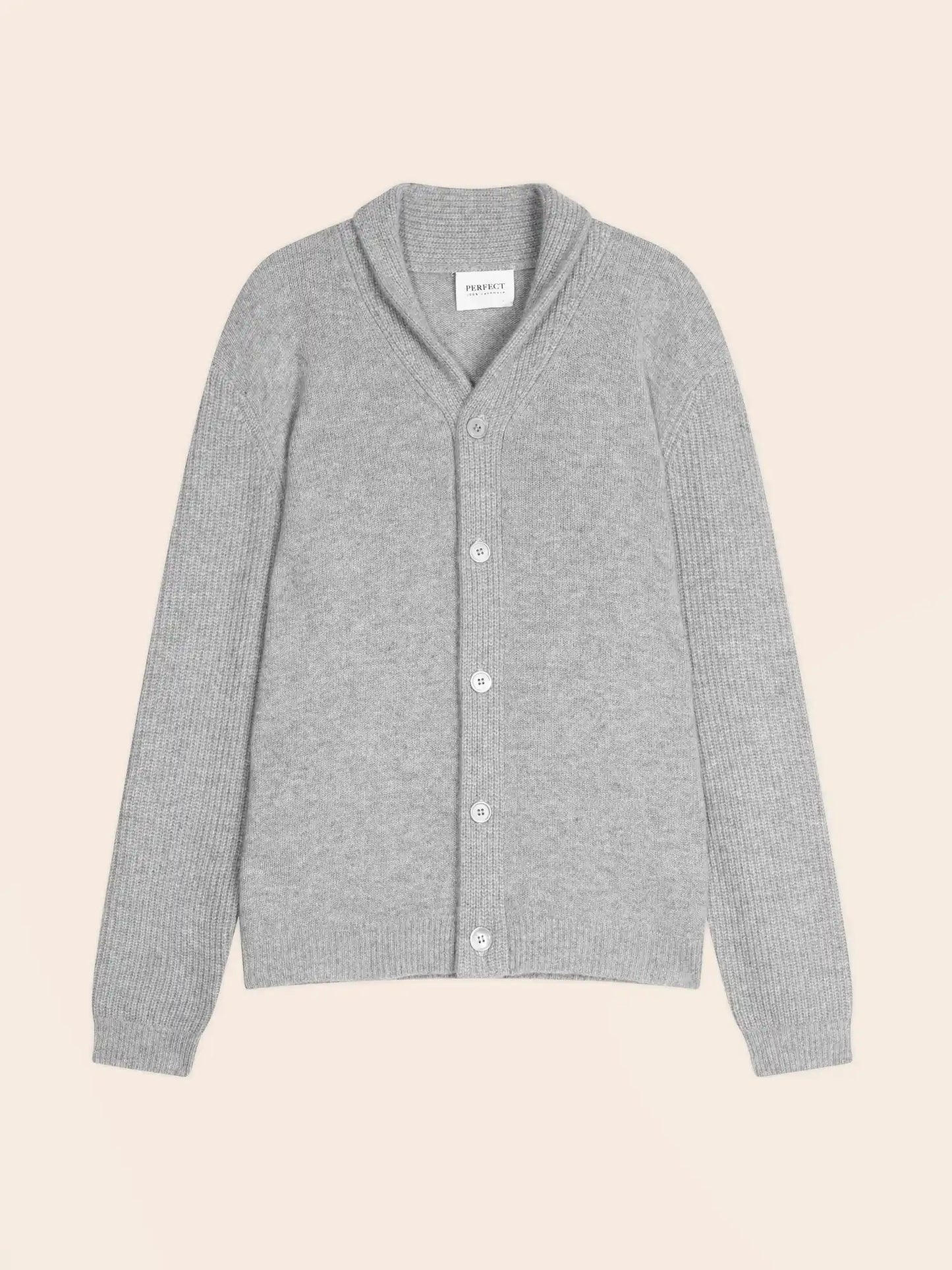 GILMOUR jacket buttoned shawl collar 4 ply heather cloud