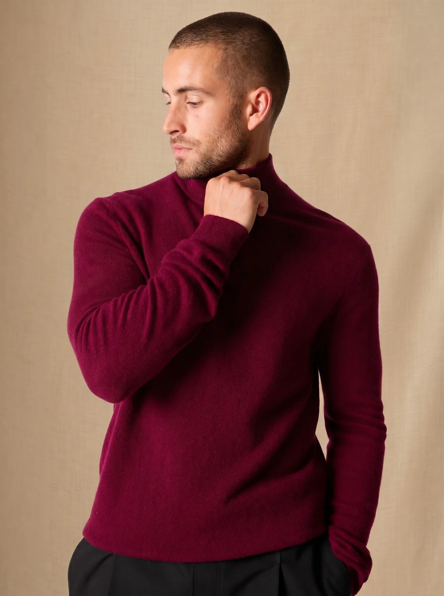 GREG sweater cuffed beanie burgundy