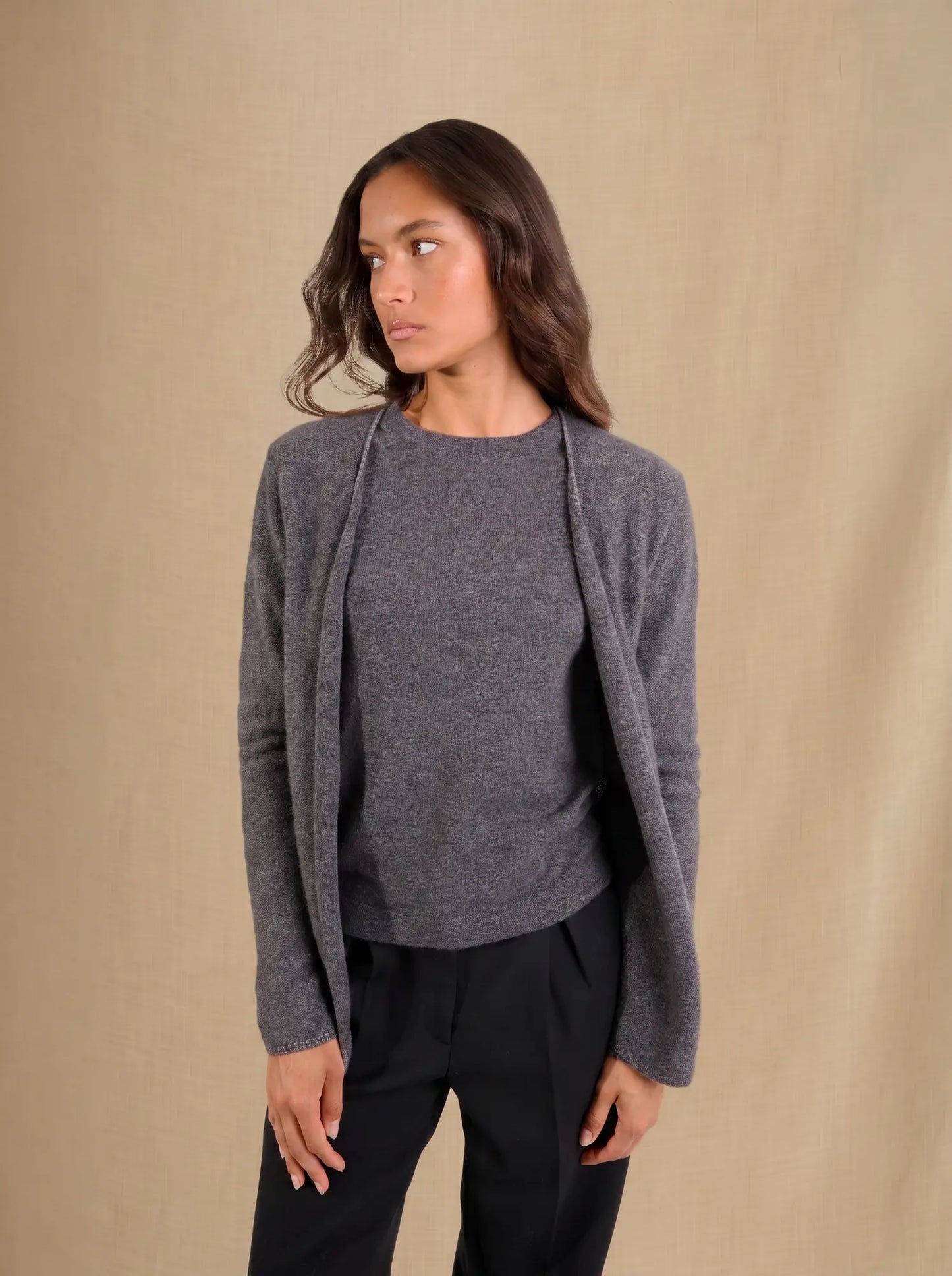 LUPA jacket open 4 ply heather charcoal