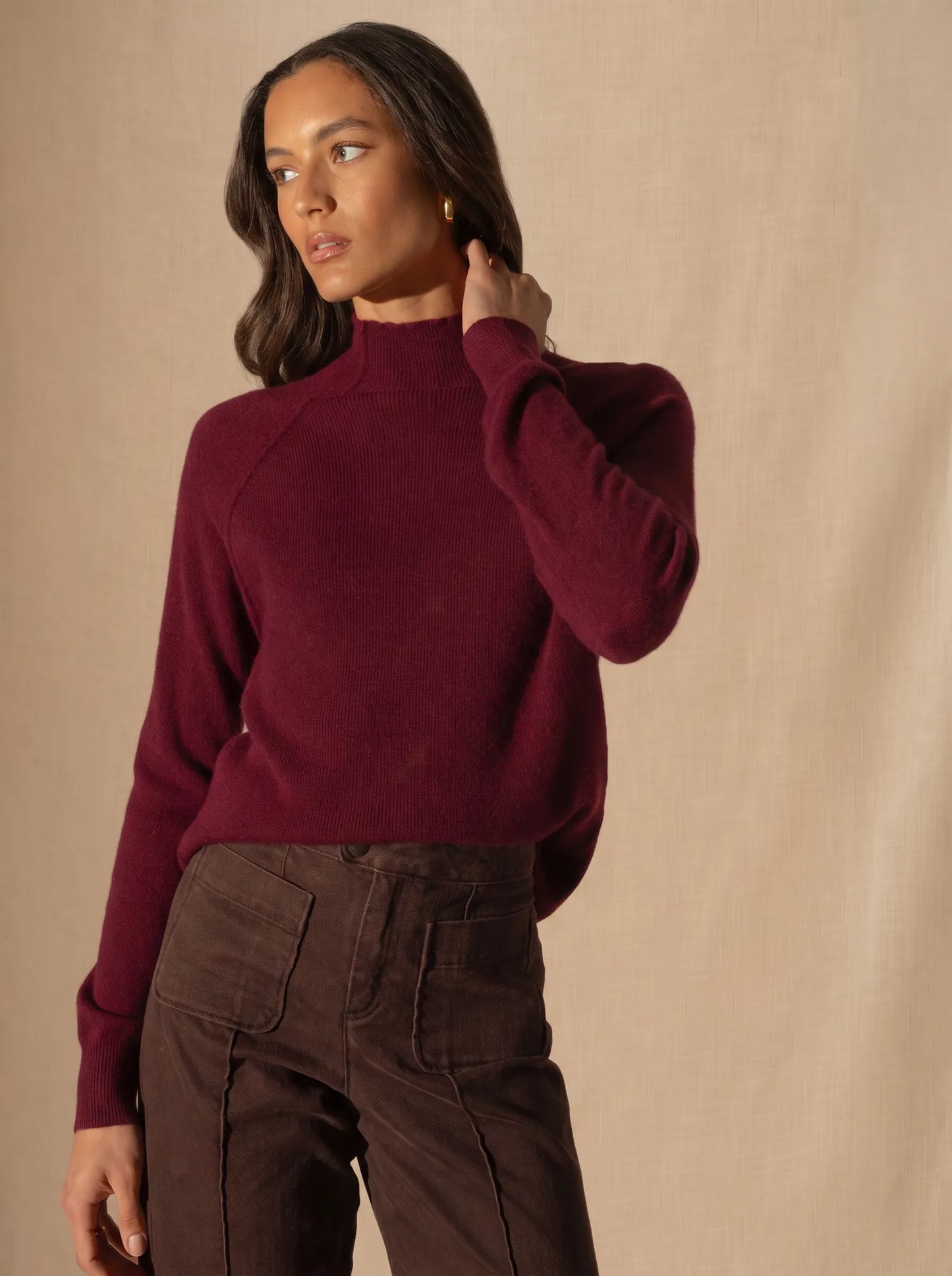 MOLLAYRA pullover stehkragen bordeaux