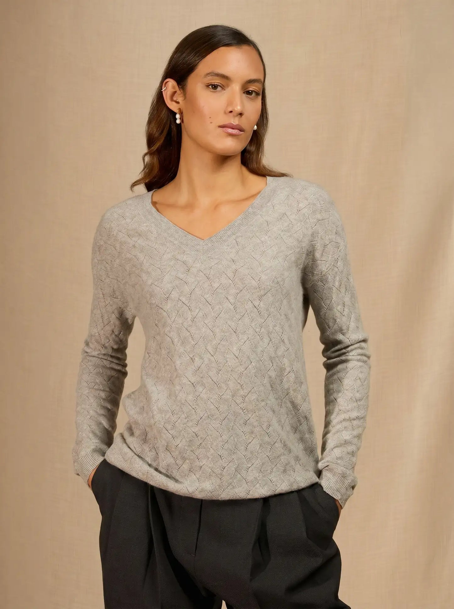 MADISON pullover v-ausschnitt wolke meliert