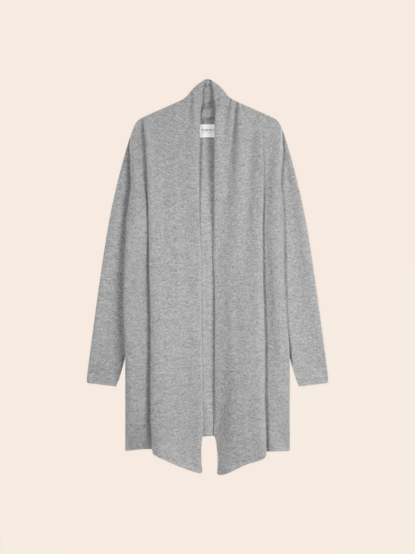 KARA jacket long open shawl collar heather cloud