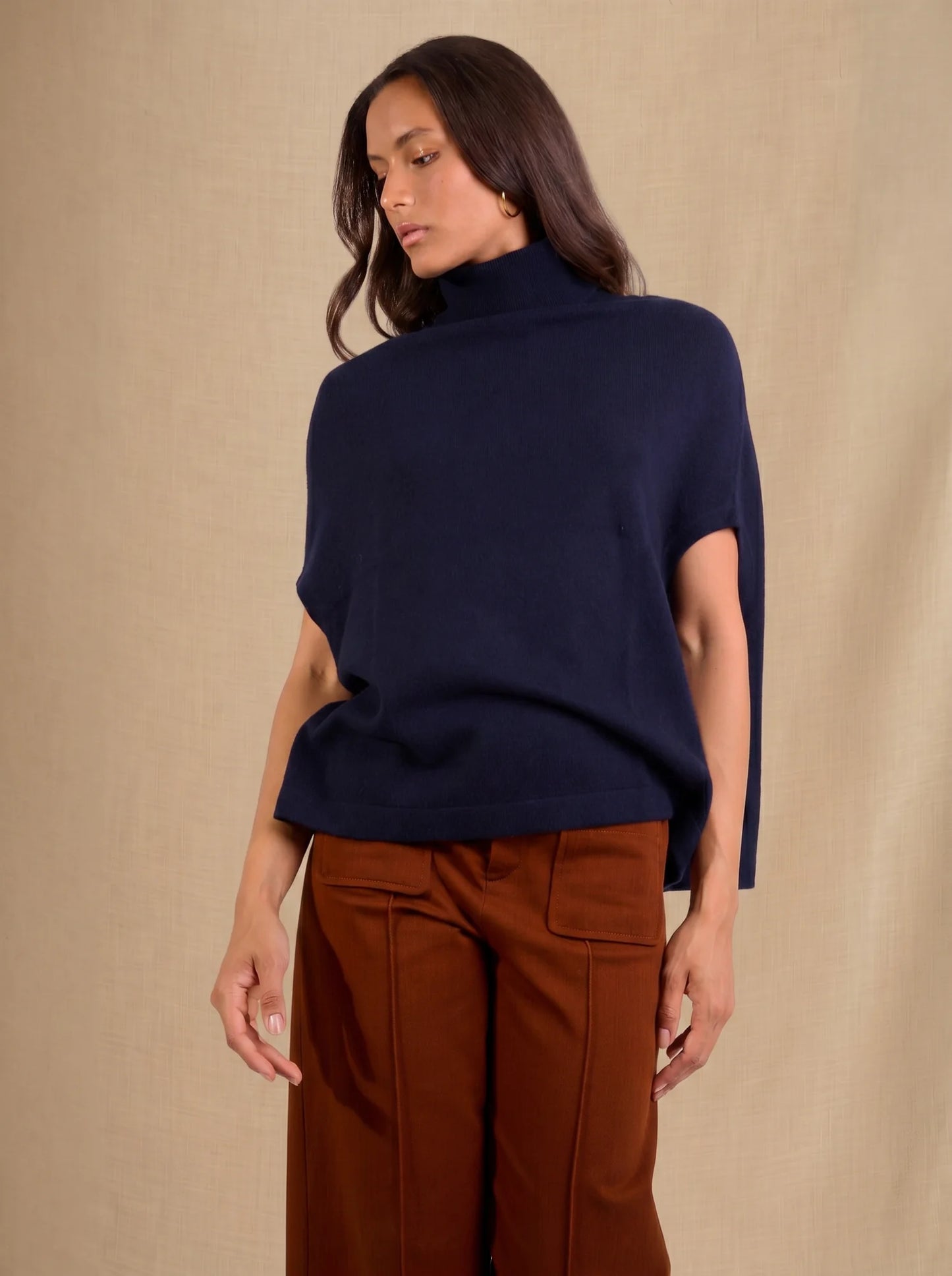 MELINA cape rollkragen marineblau